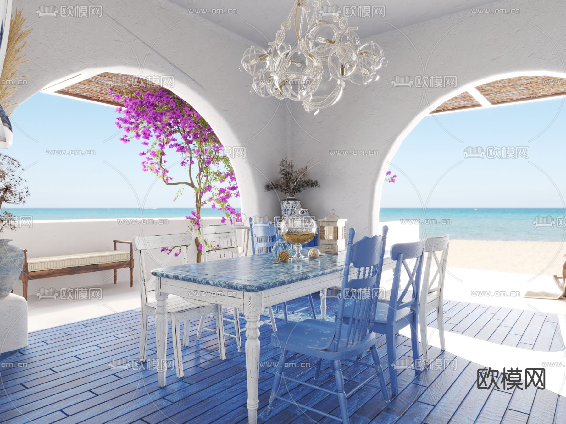 地中海餐厅3d模型下载（渲染图3）