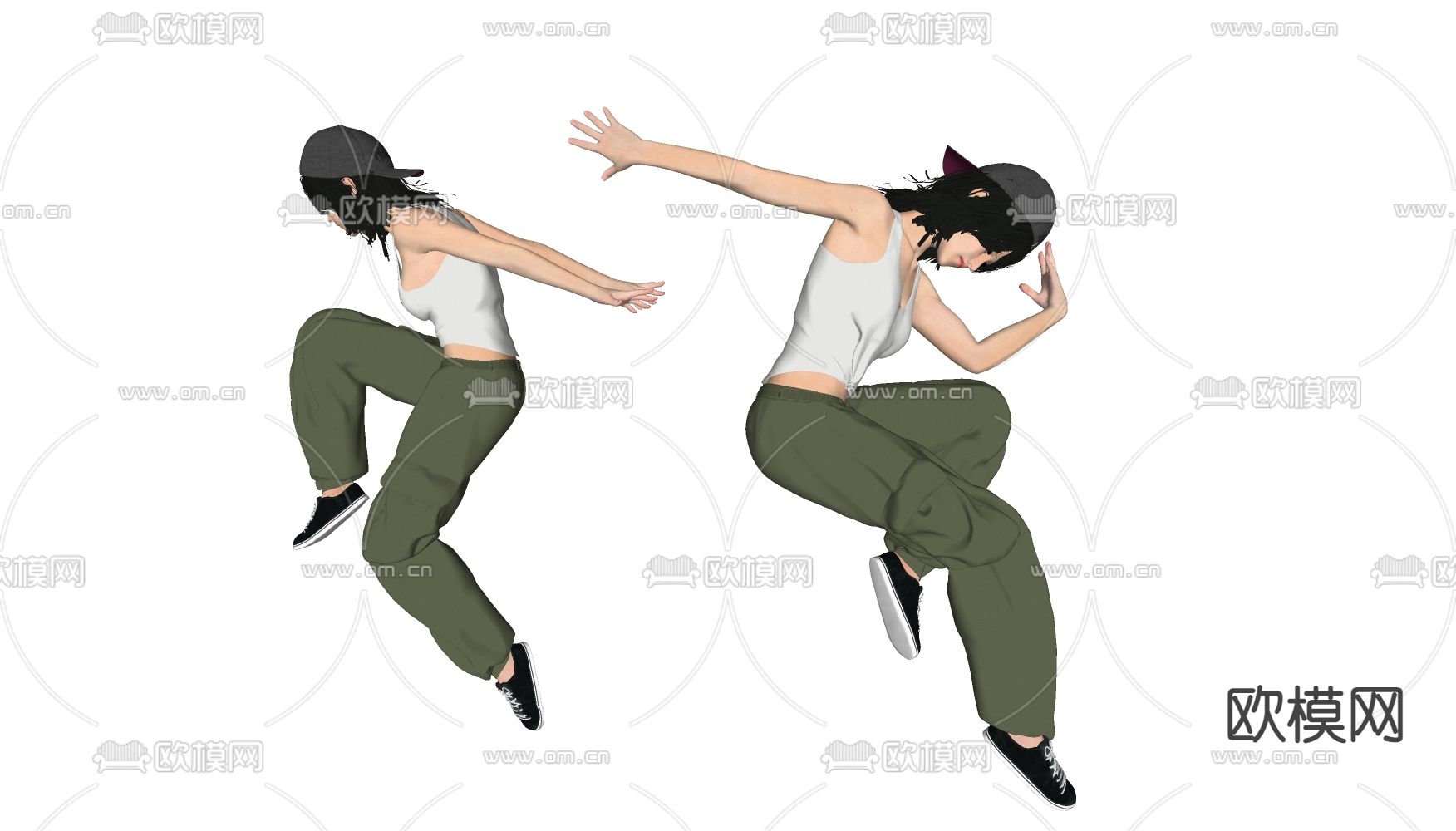 现代街舞rap人物su模型下载（渲染图2）