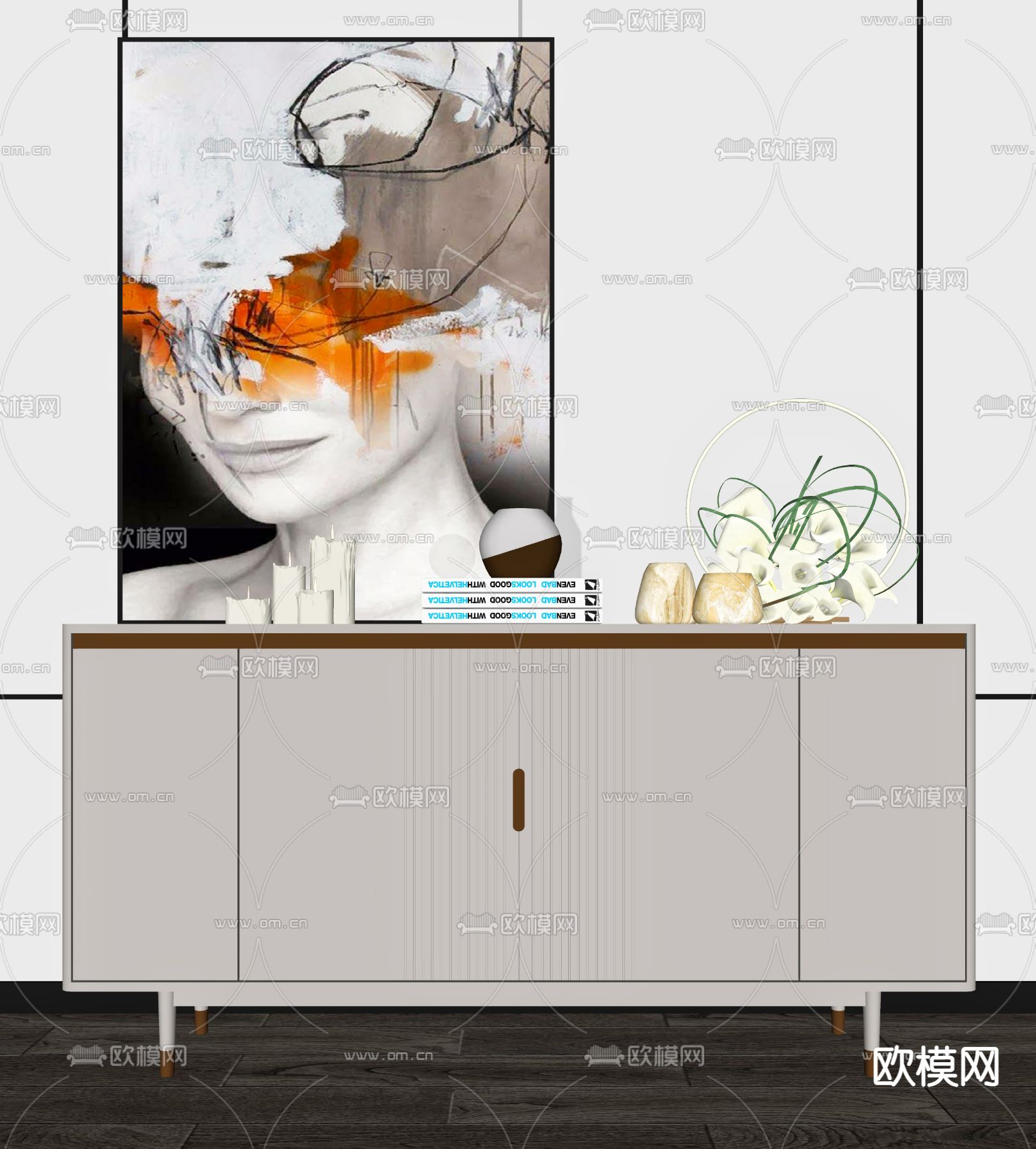 现代玄关柜边柜su模型