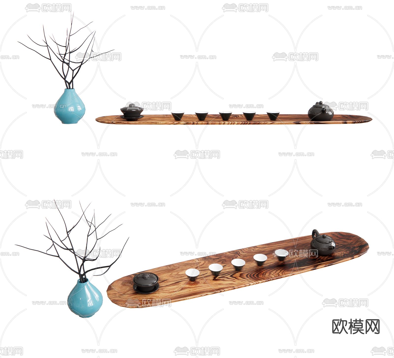 现代茶壶茶具su模型下载（渲染图1）