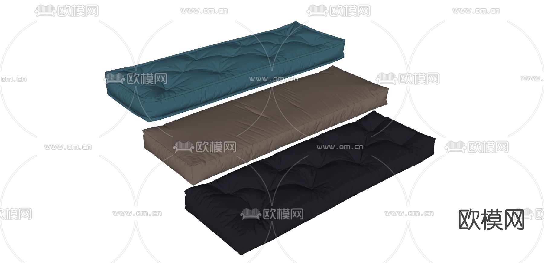 现代布艺沙发垫su模型下载（渲染图2）