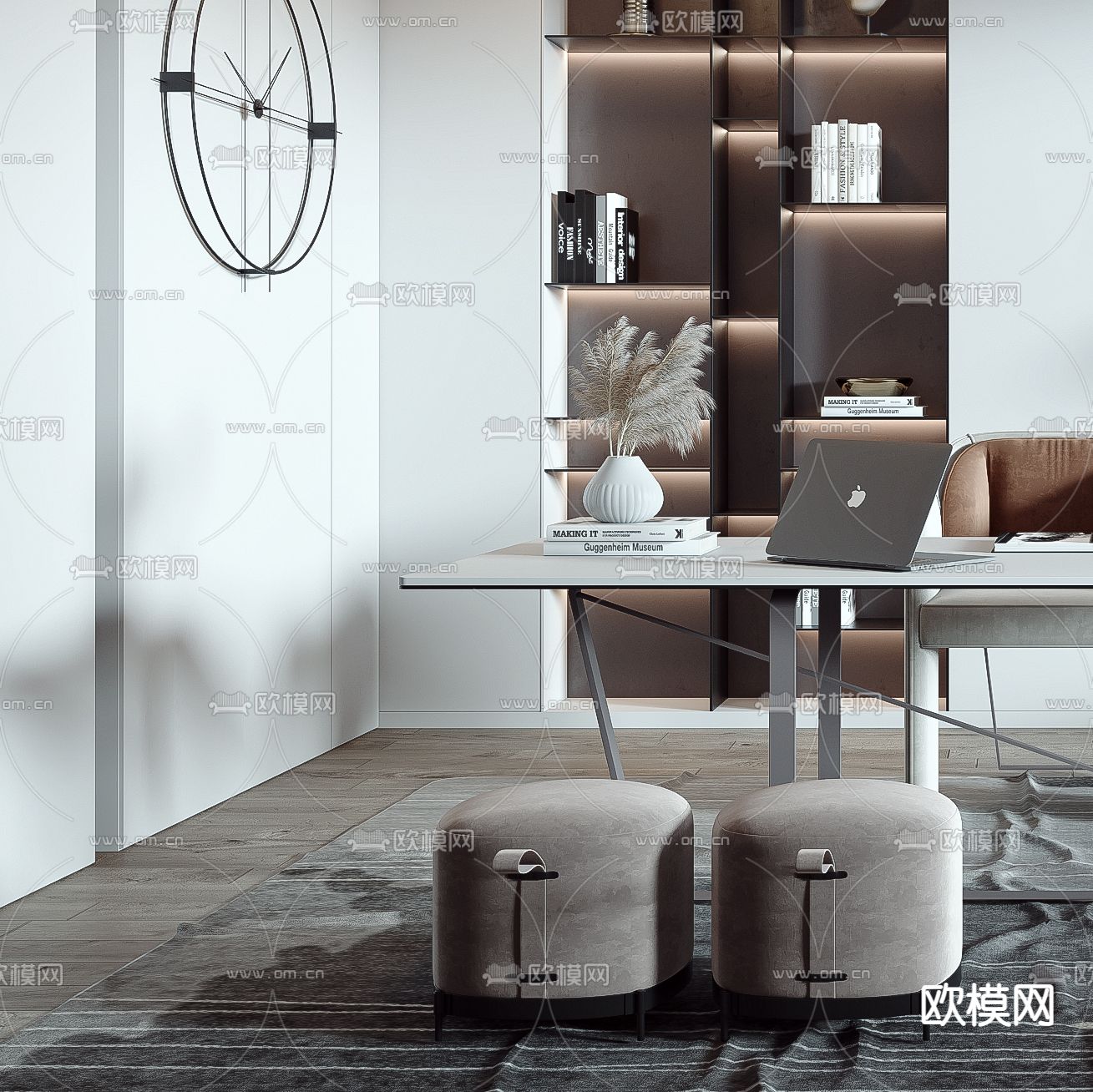 现代书房3d模型