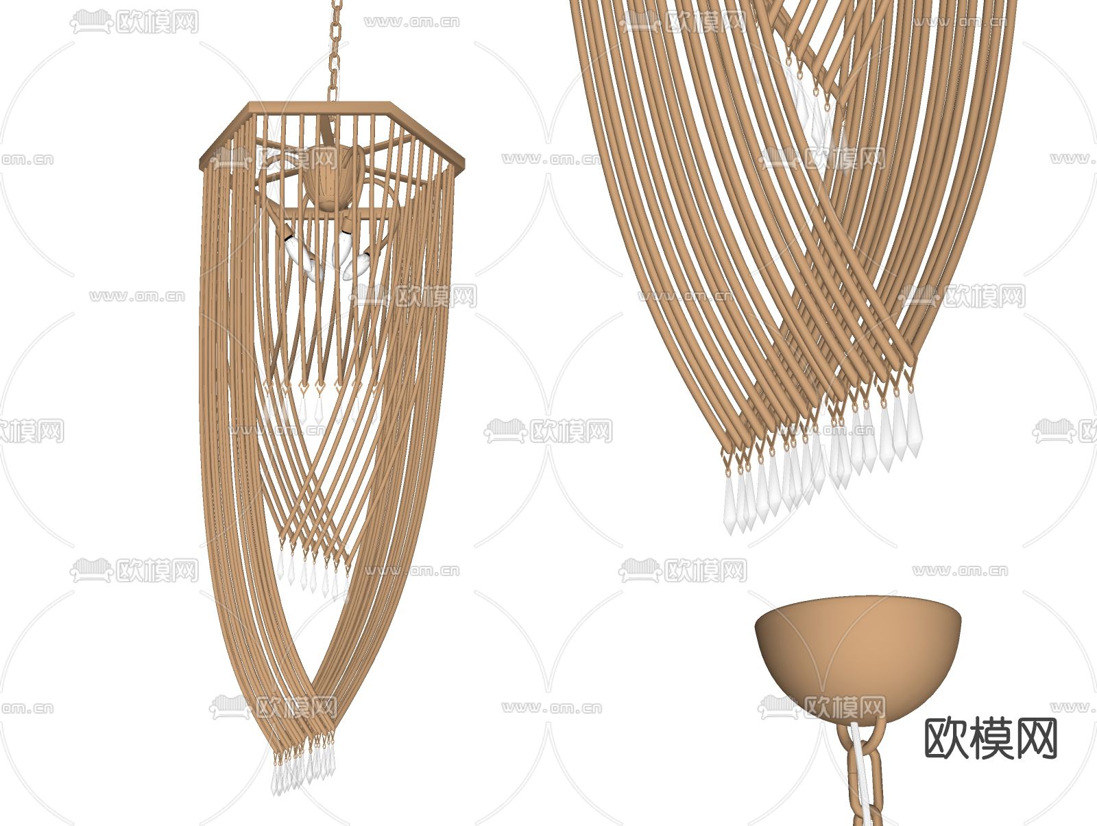 欧式金属吊灯su模型下载（渲染图2）