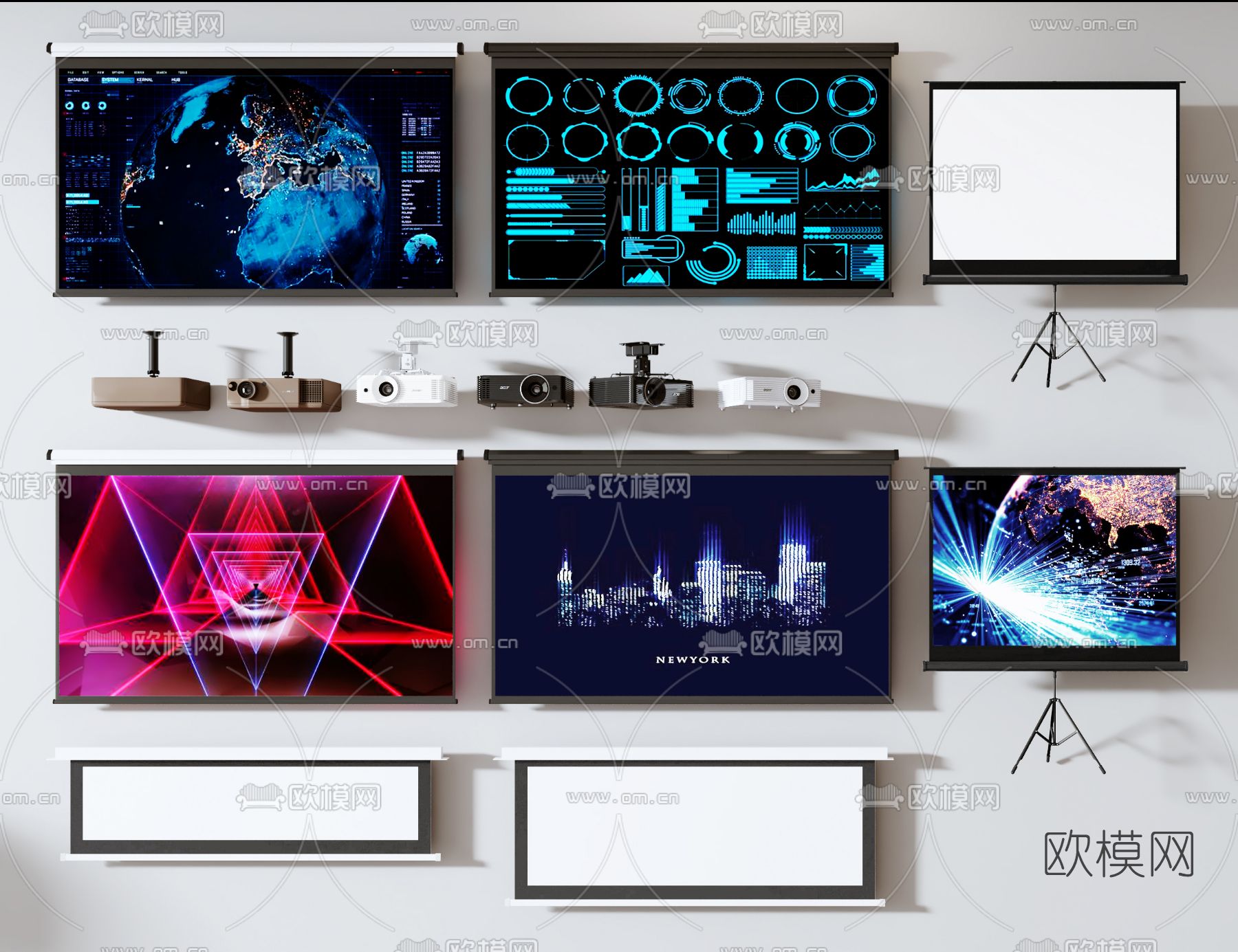现代投影幕投影仪3d模型