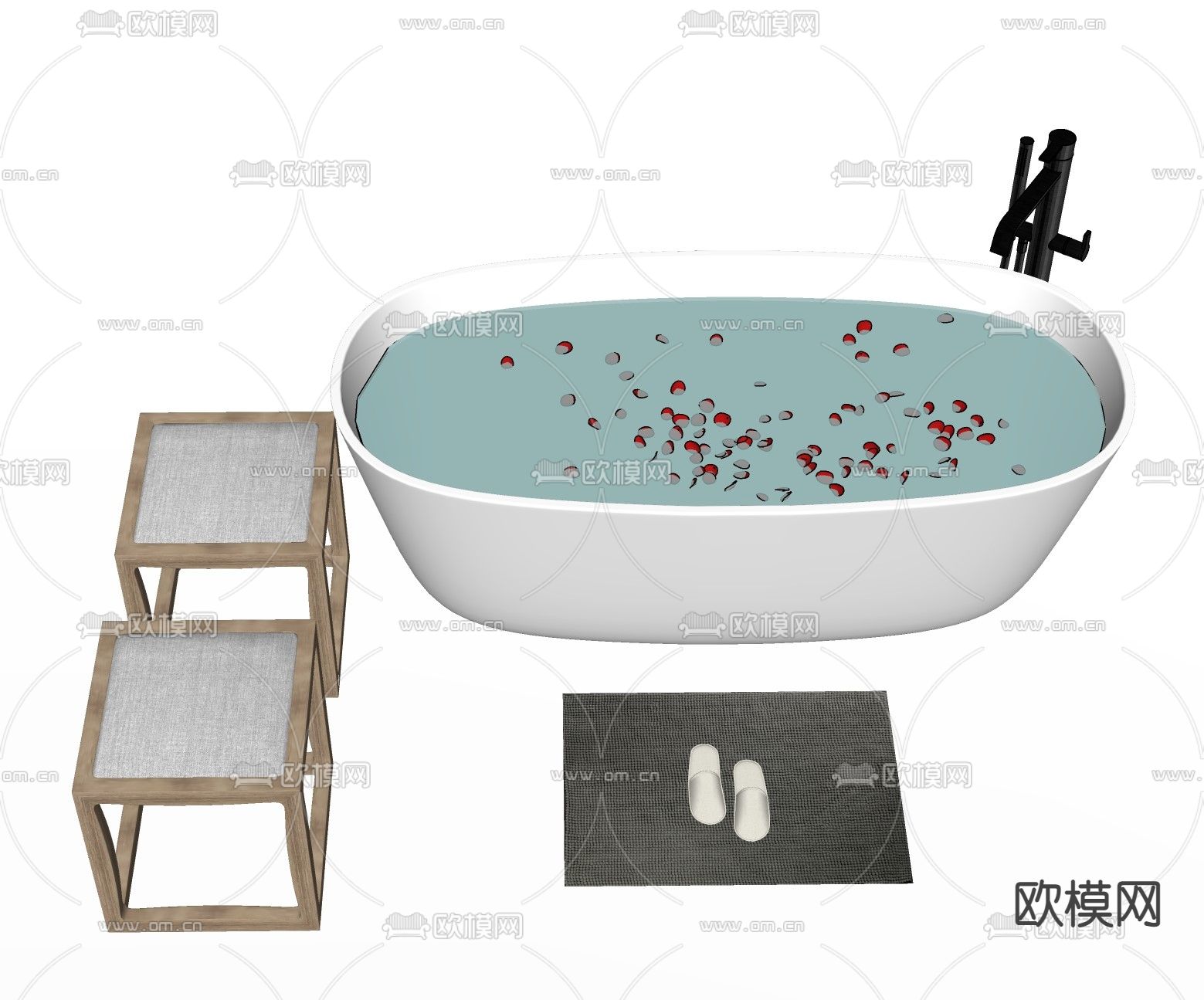 现代浴缸su模型下载（渲染图2）