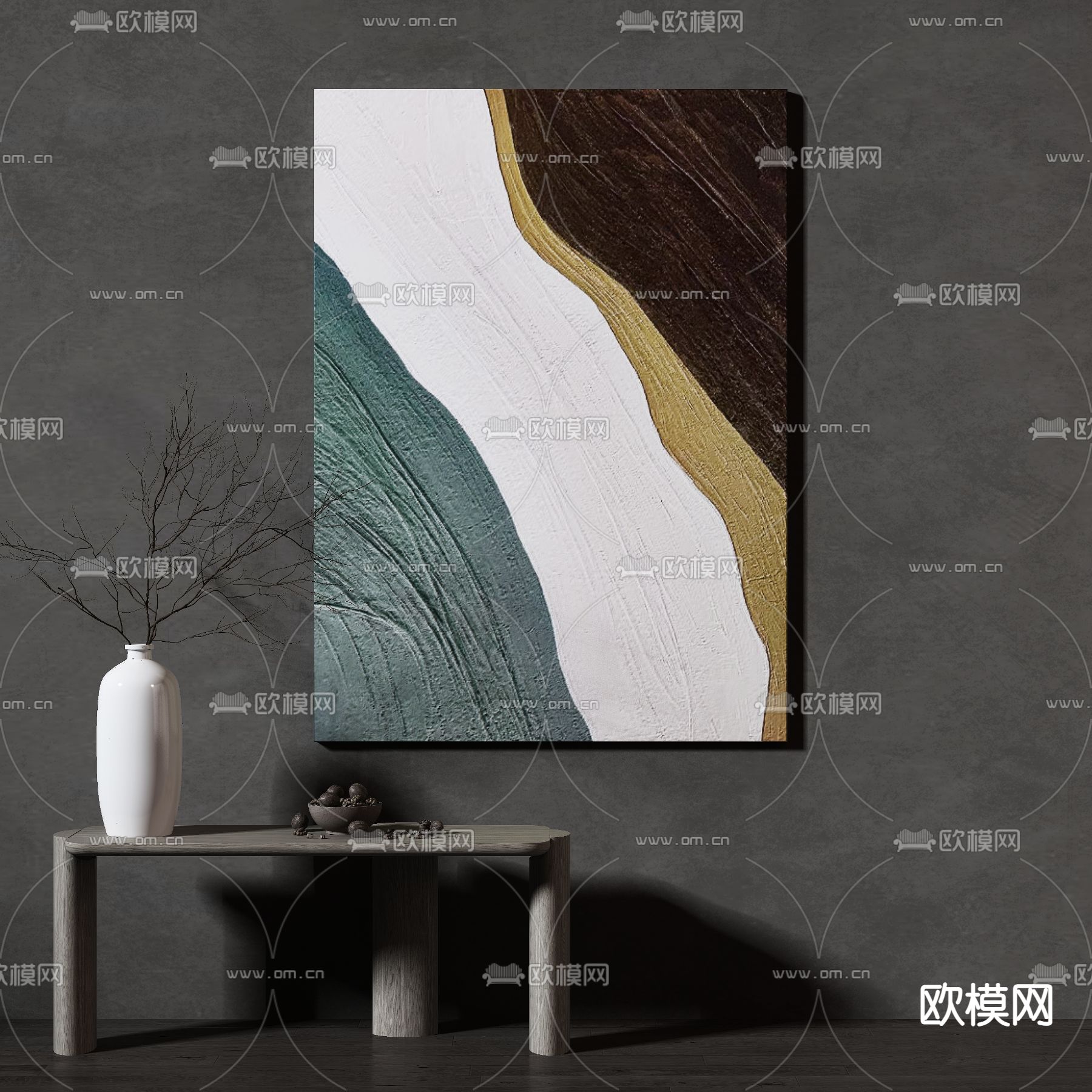 侘寂装饰挂画3d模型