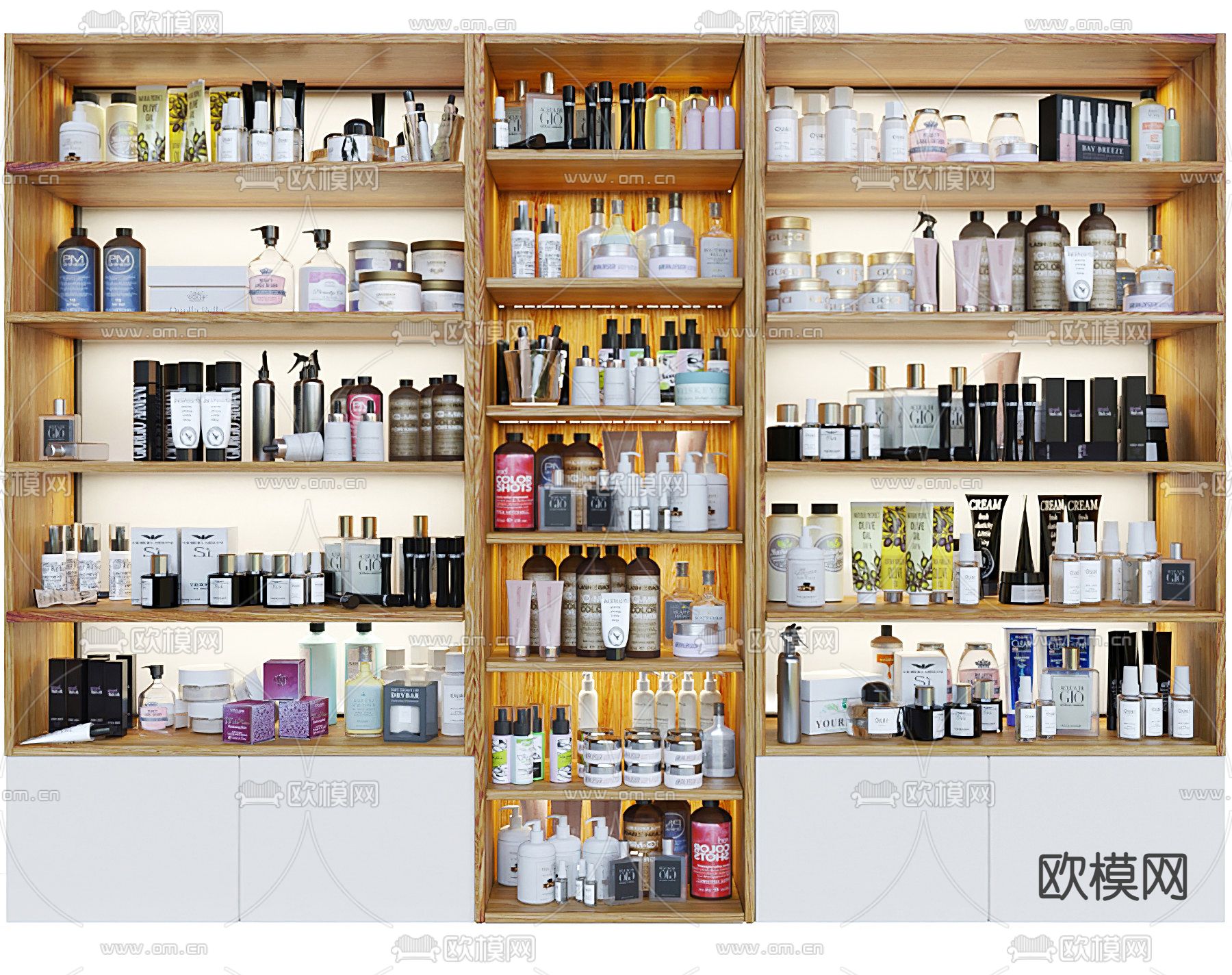 现代美妆店化妆品展示柜3d模型下载