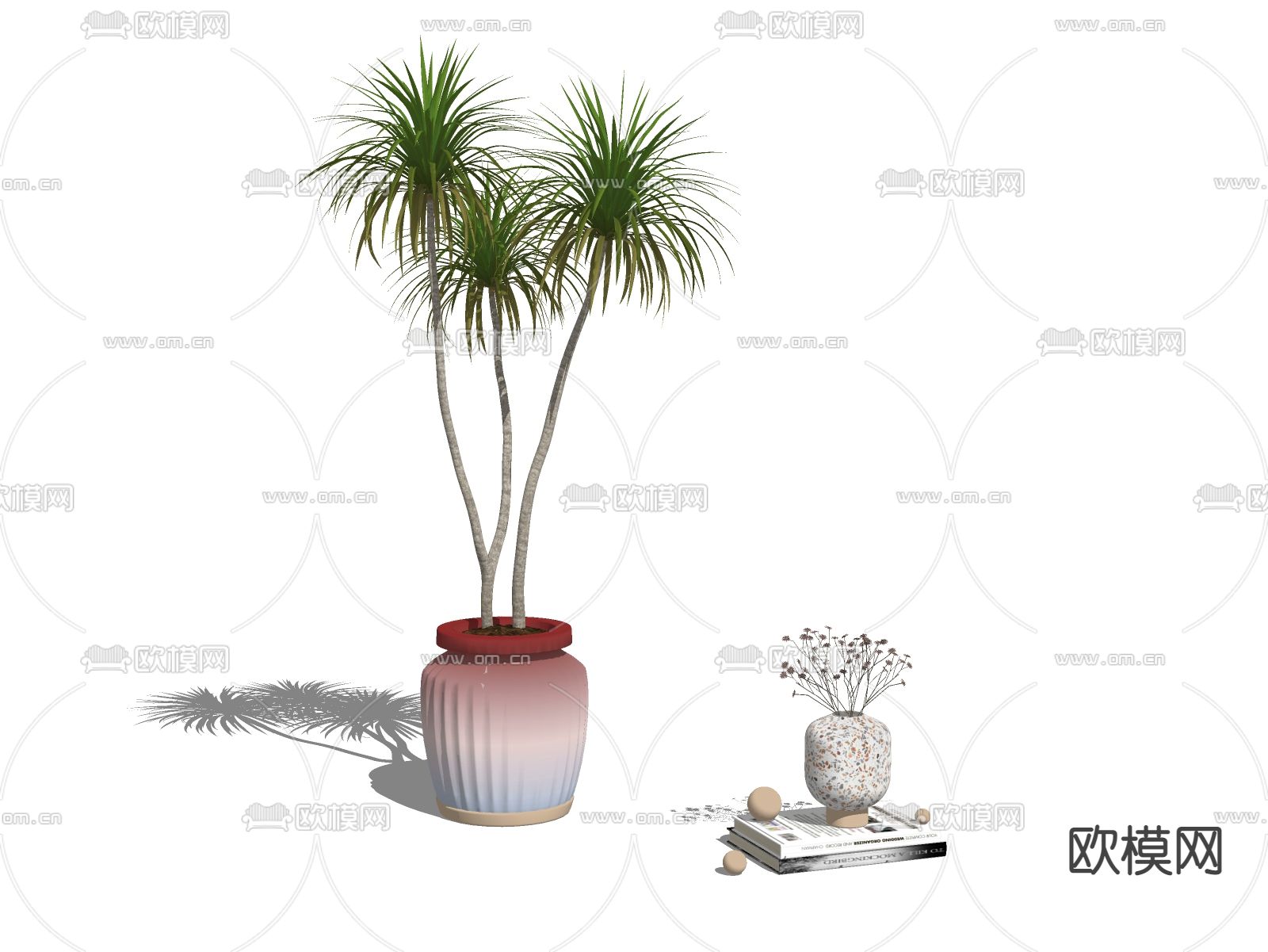 现代植物盆栽su模型下载（渲染图2）