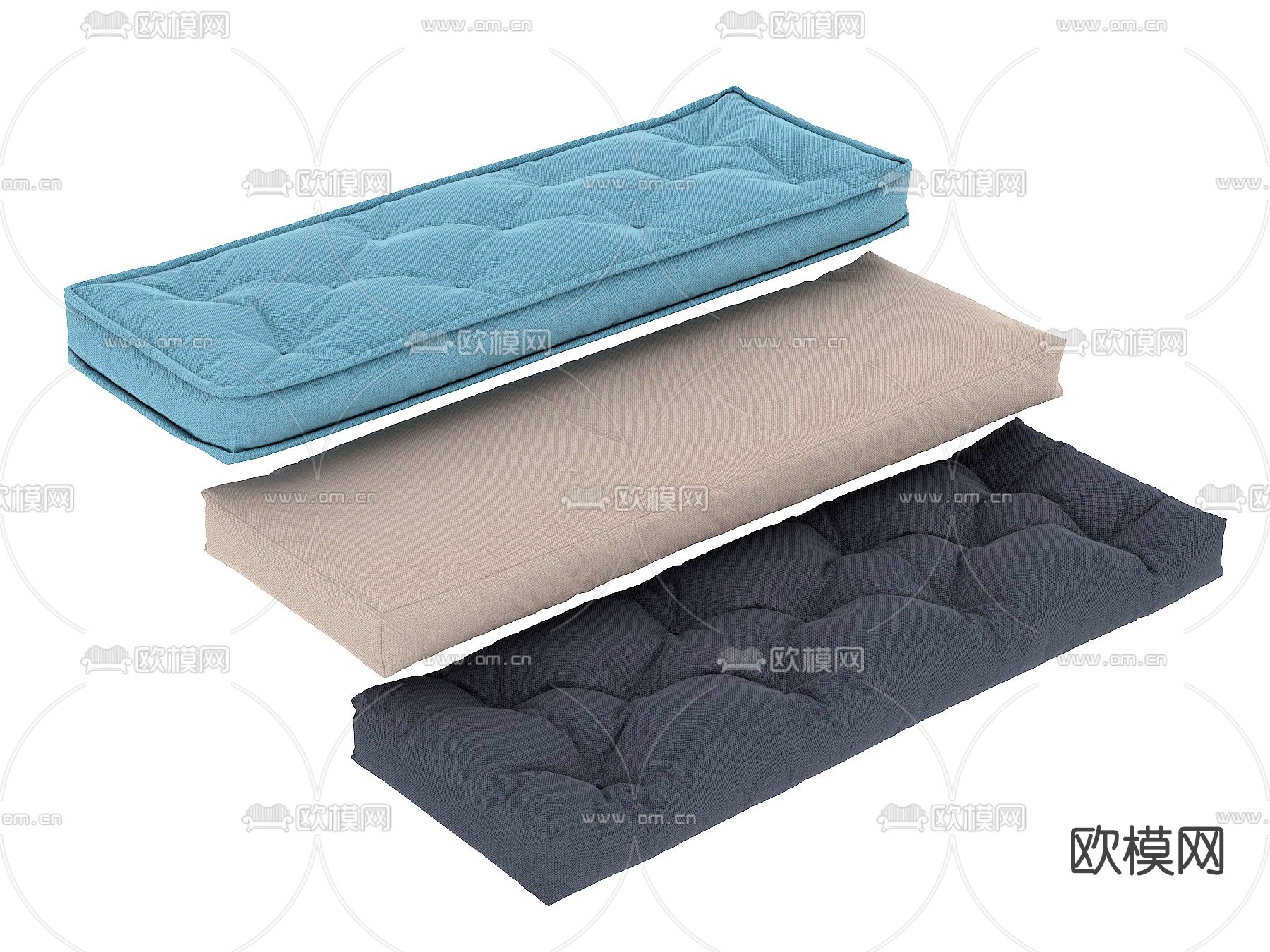 现代布艺沙发垫su模型下载（渲染图1）