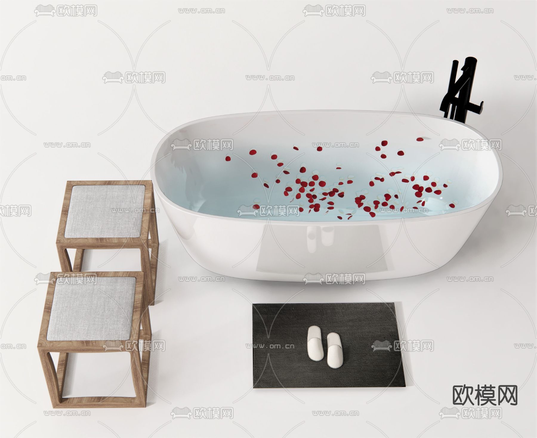 现代浴缸su模型下载（渲染图1）