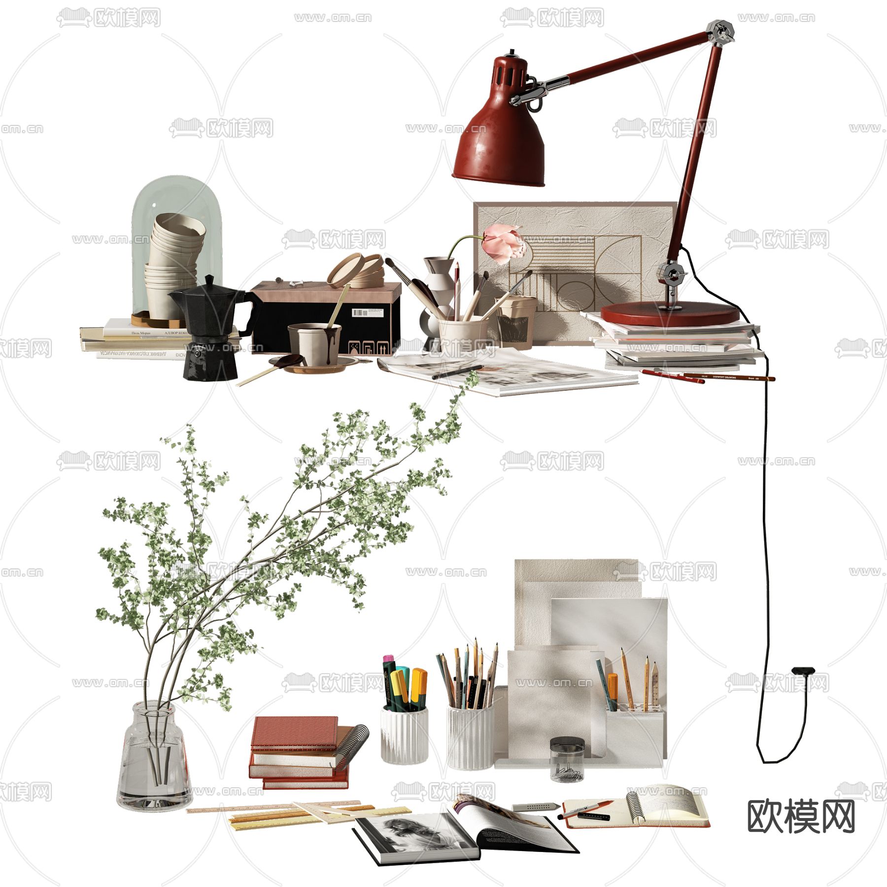 现代办公用品3d模型