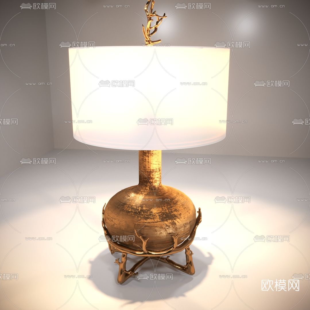 新中式轻奢台灯免费3d模型下载
