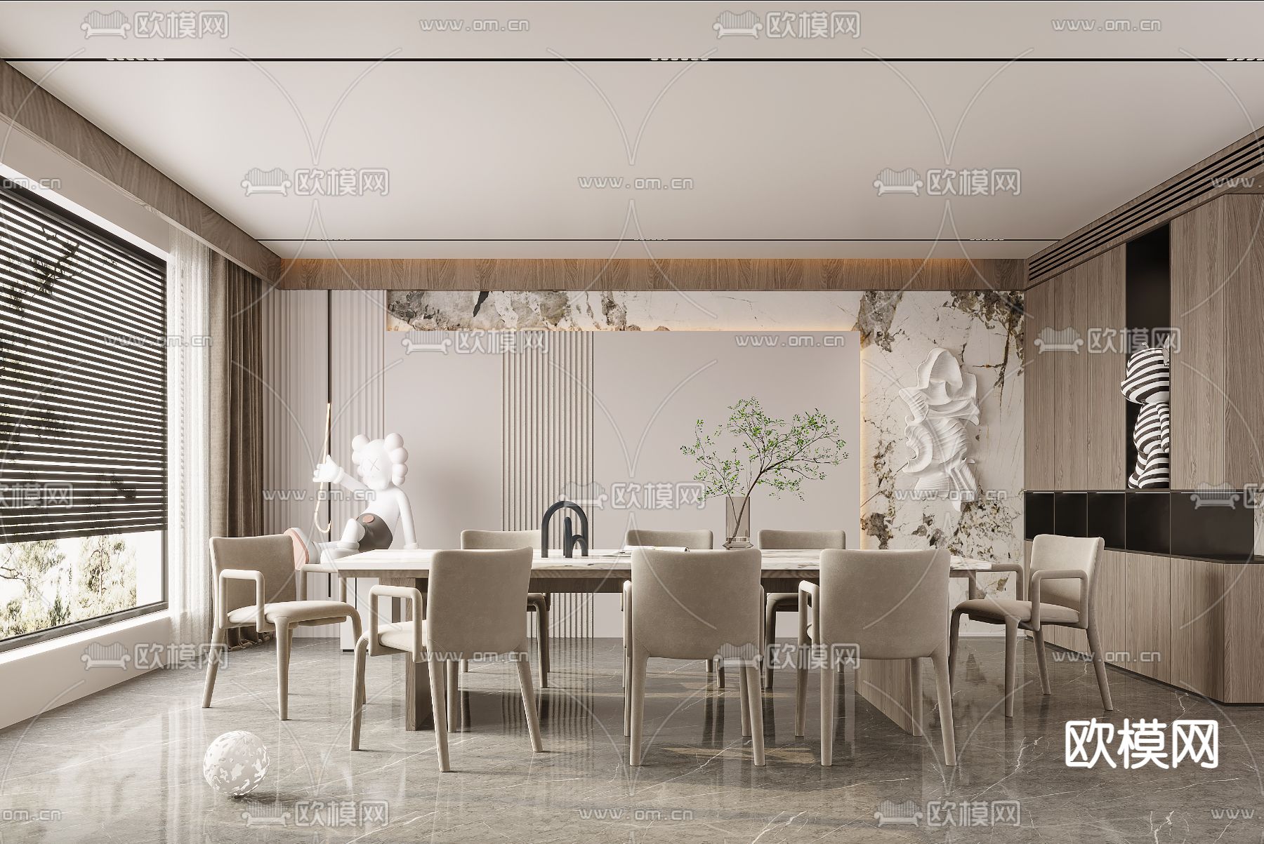 现代餐厅3d模型下载_ID11642315_3dmax免费模型-欧模网