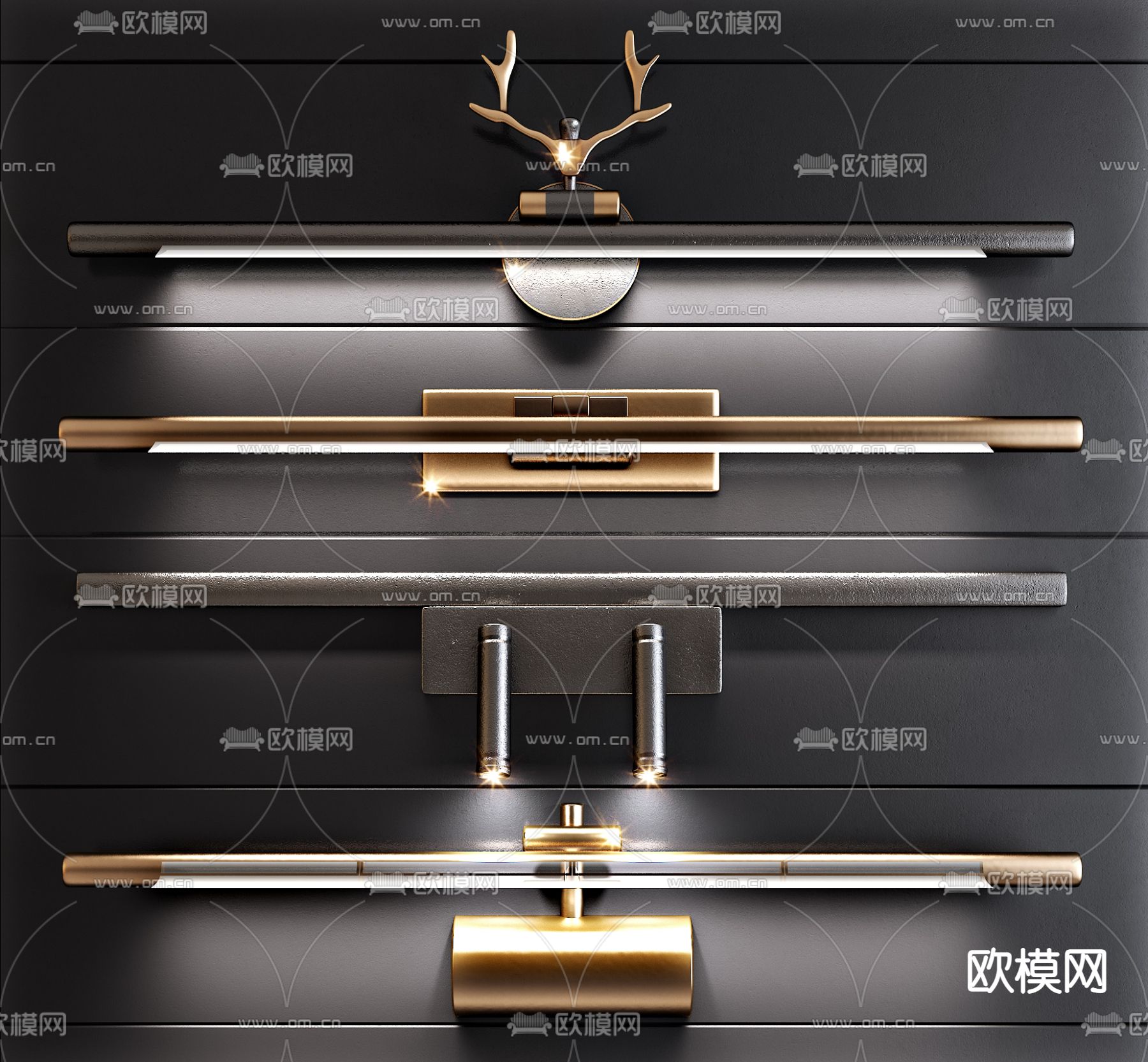 现代金属镜前灯壁灯3d模型