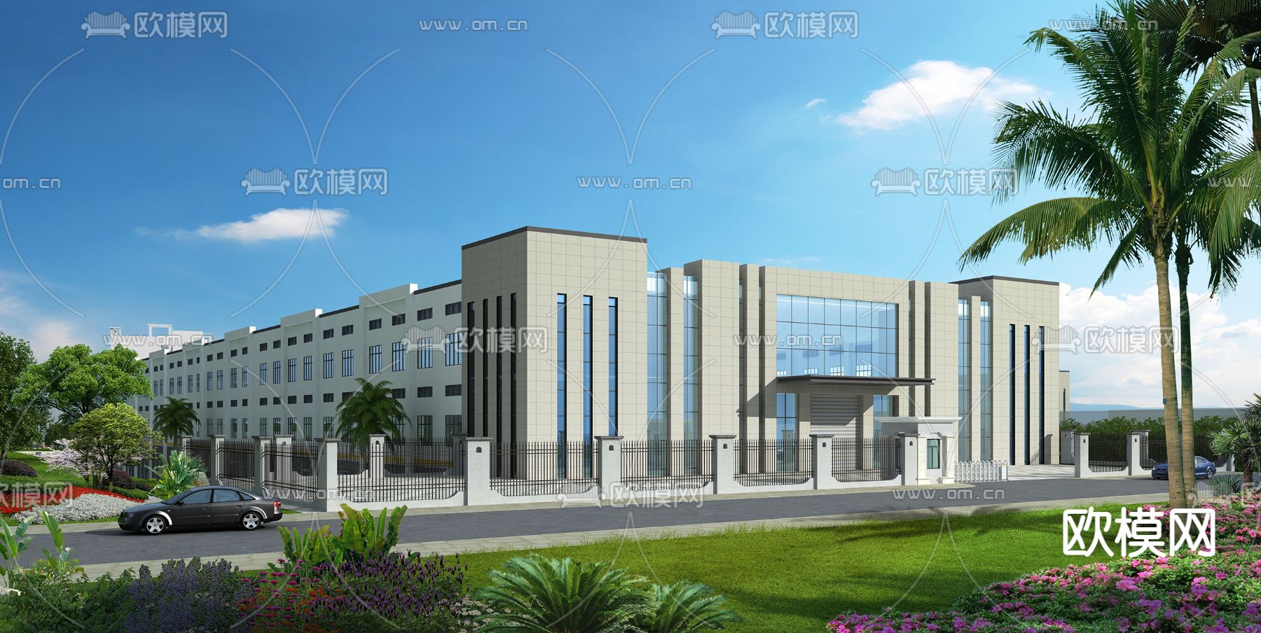 现代厂房建筑外观3d模型