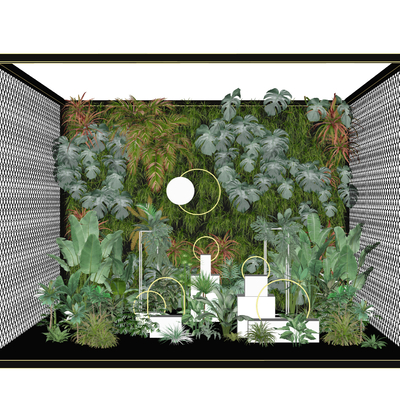  现代植物墙su模型 