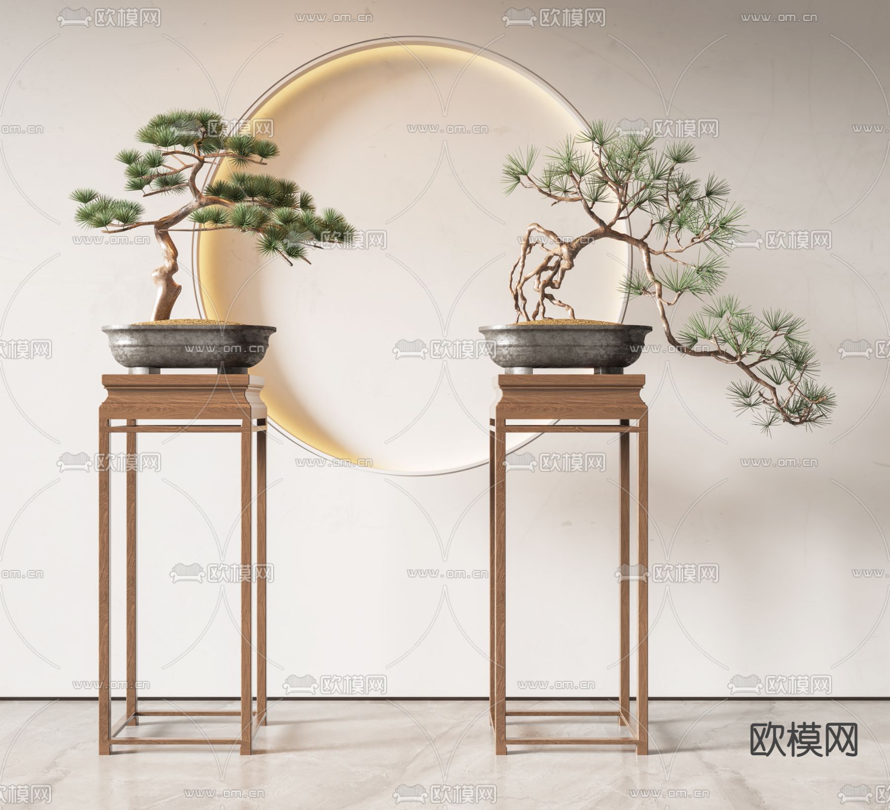 新中式松树盆栽3d模型下载