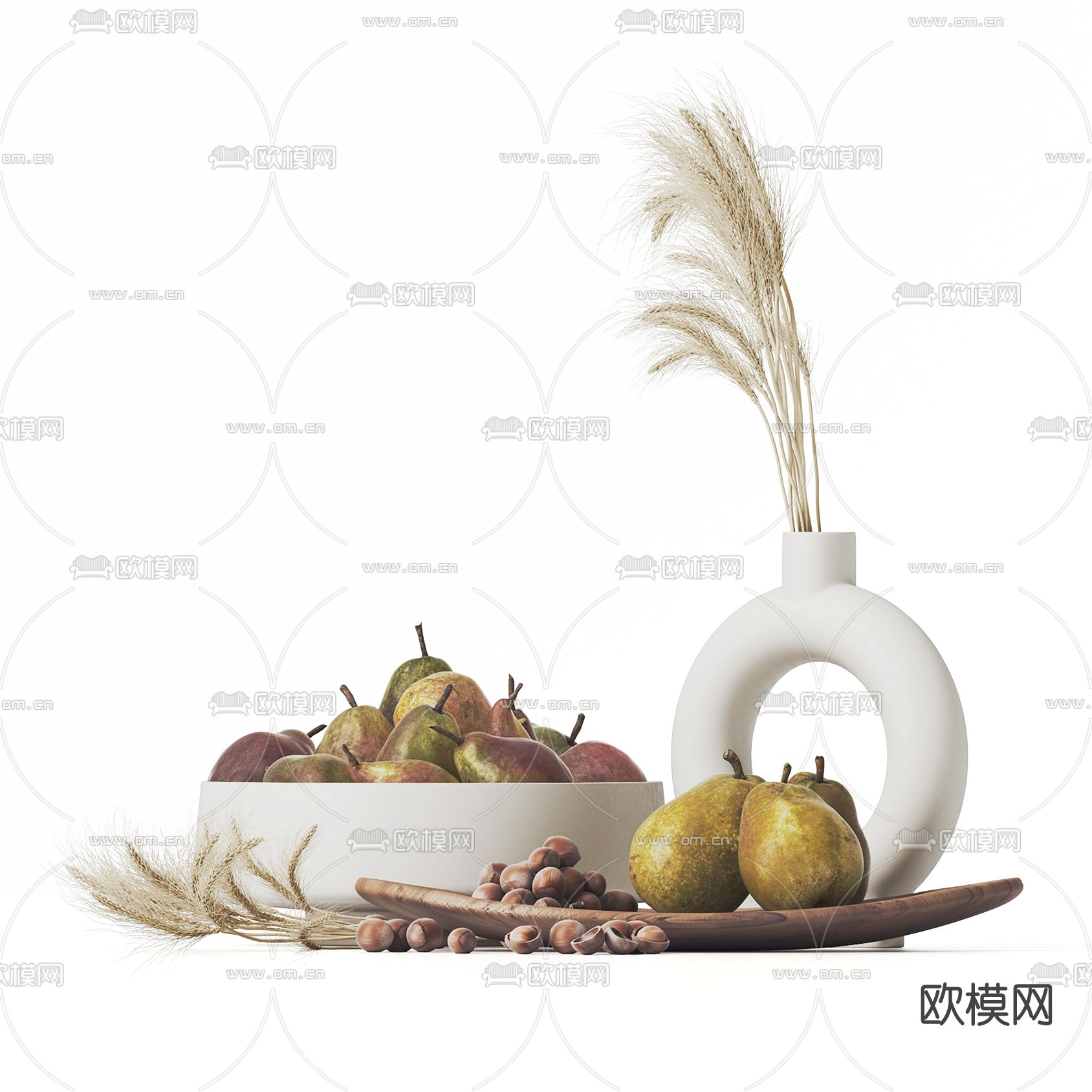 侘寂鸭梨果盘3d模型下载