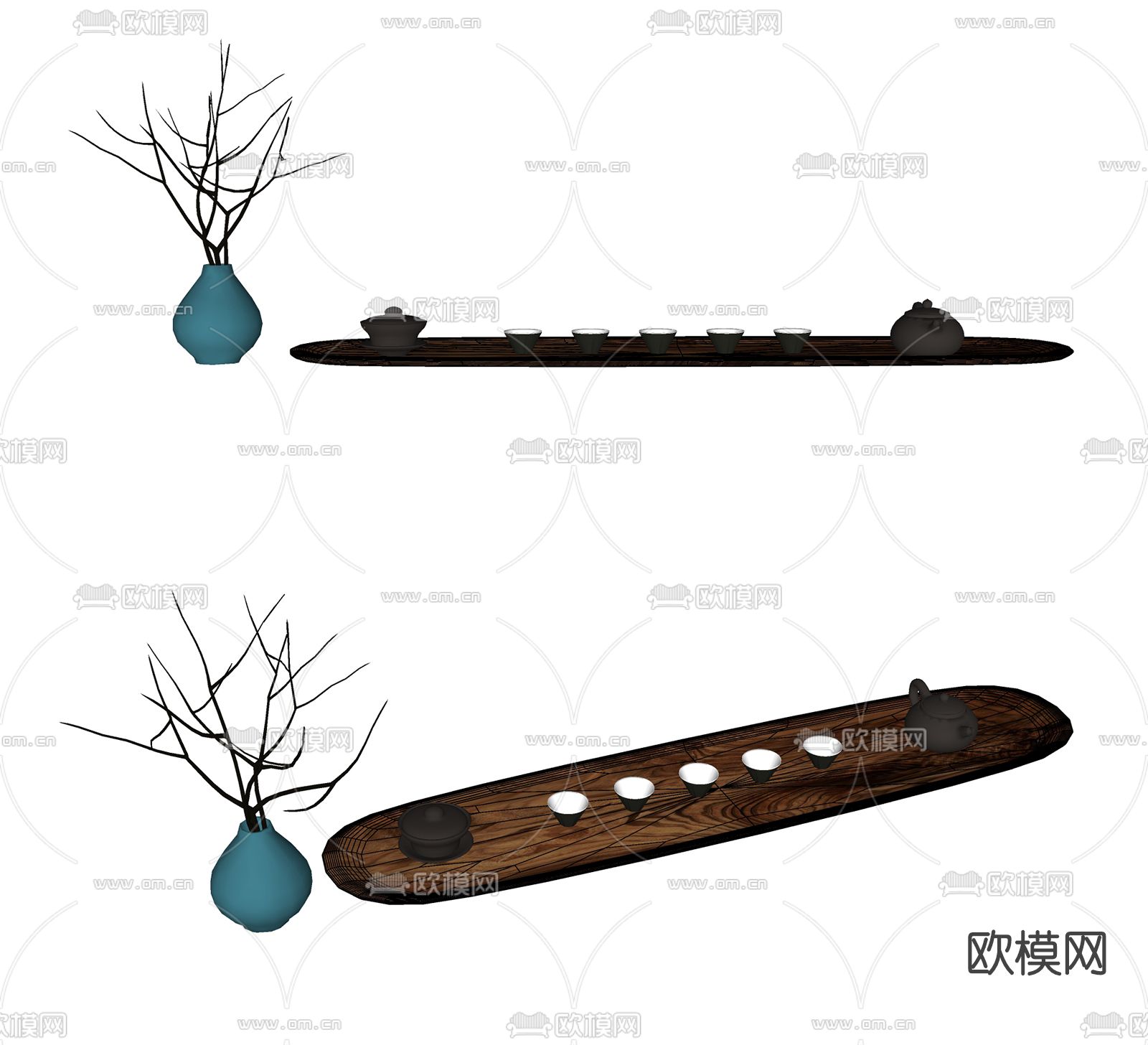 现代茶壶茶具su模型下载（渲染图2）