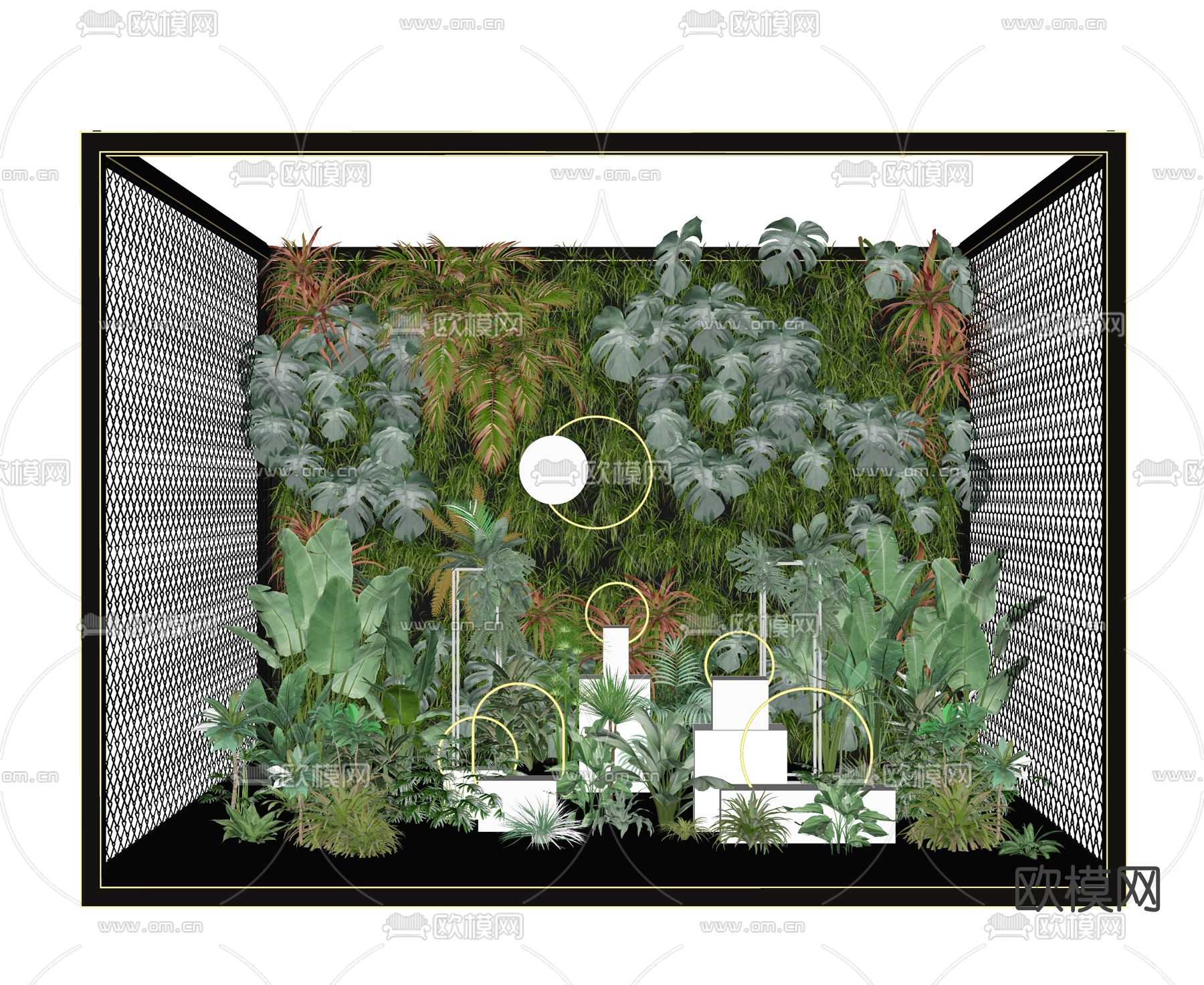 现代植物墙su模型下载