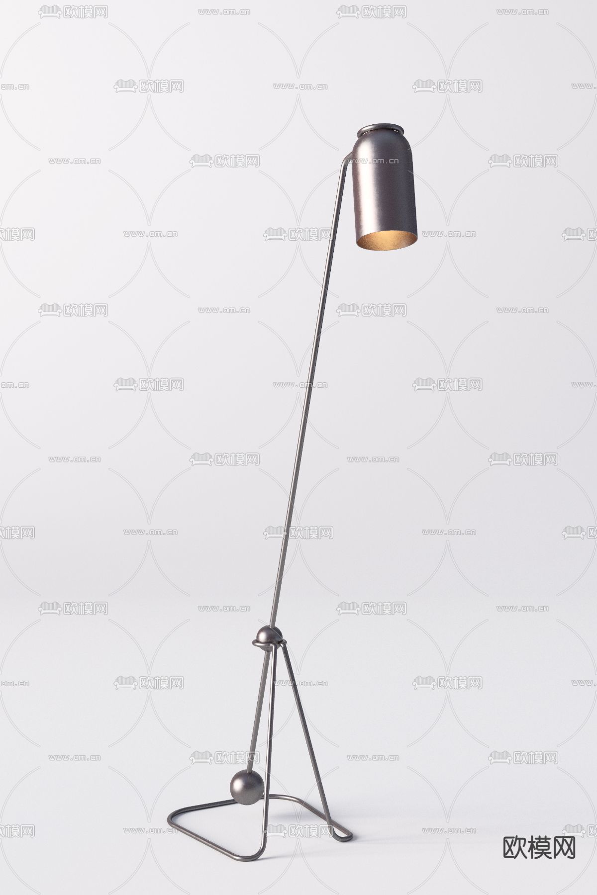 工业风金属多头落地灯3d模型下载（渲染图3）