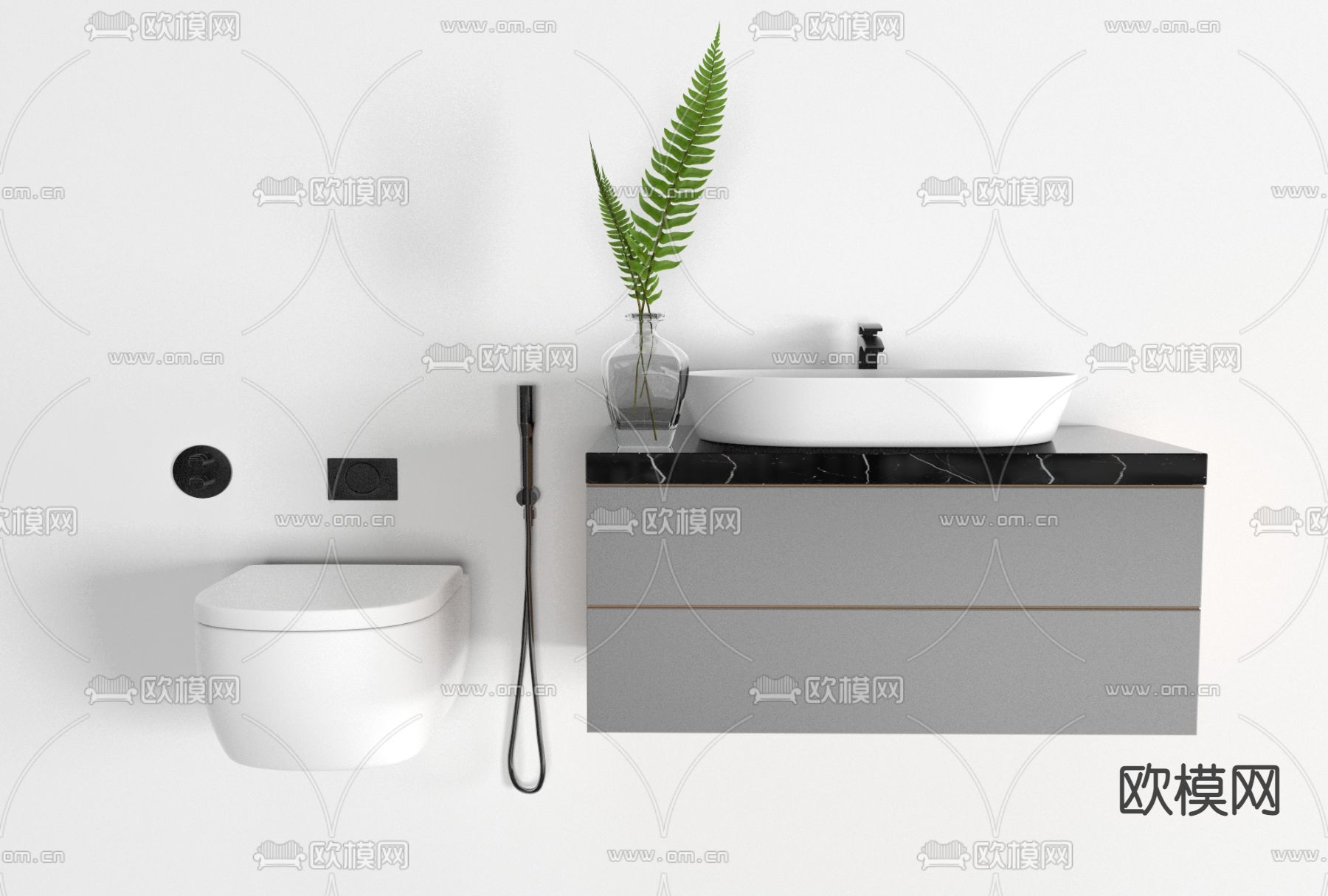 现代简约洗手台免费3d模型下载