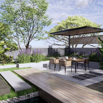  现代庭院花园su模型 