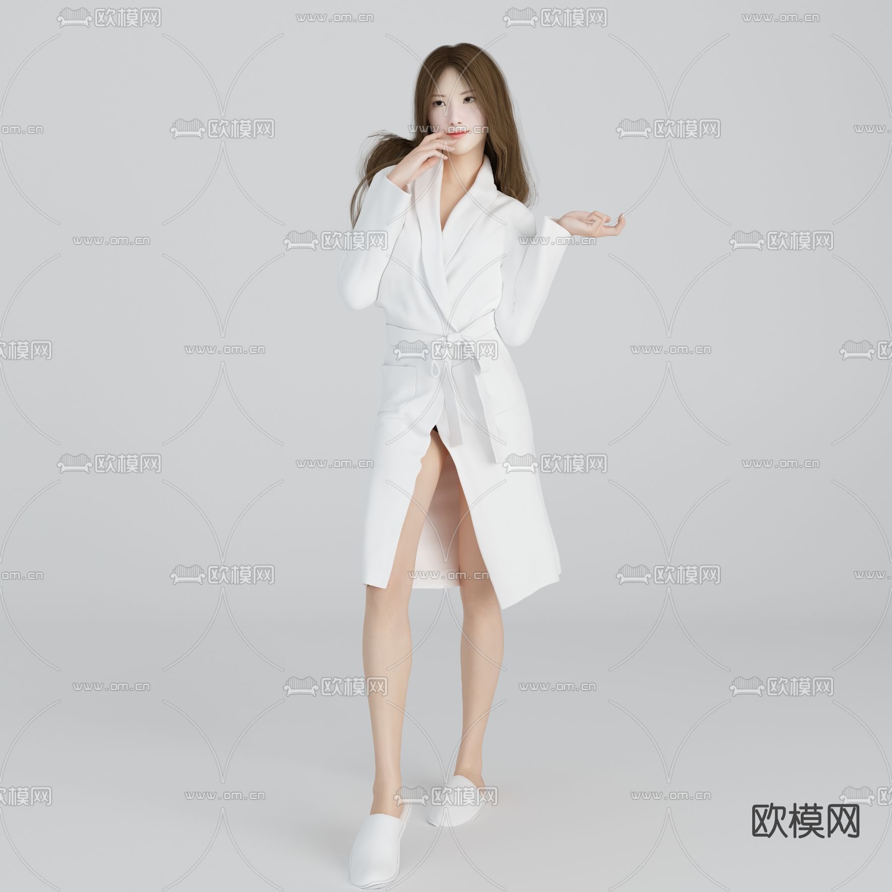 现代美女人物su模型下载（渲染图1）