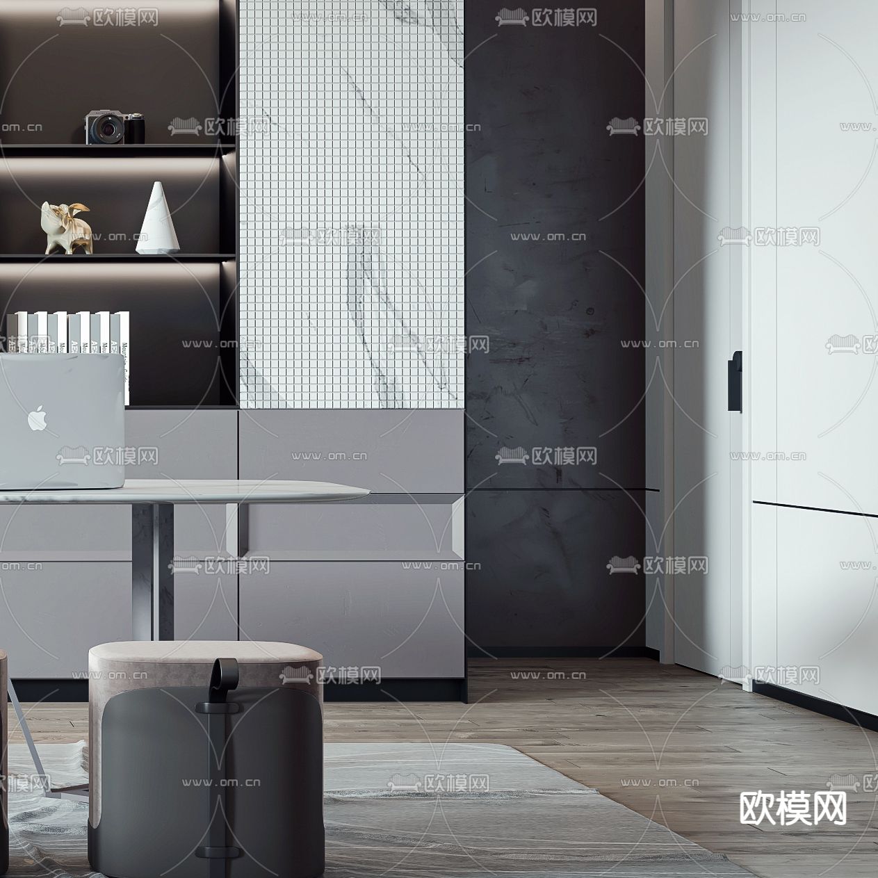 现代书房3d模型