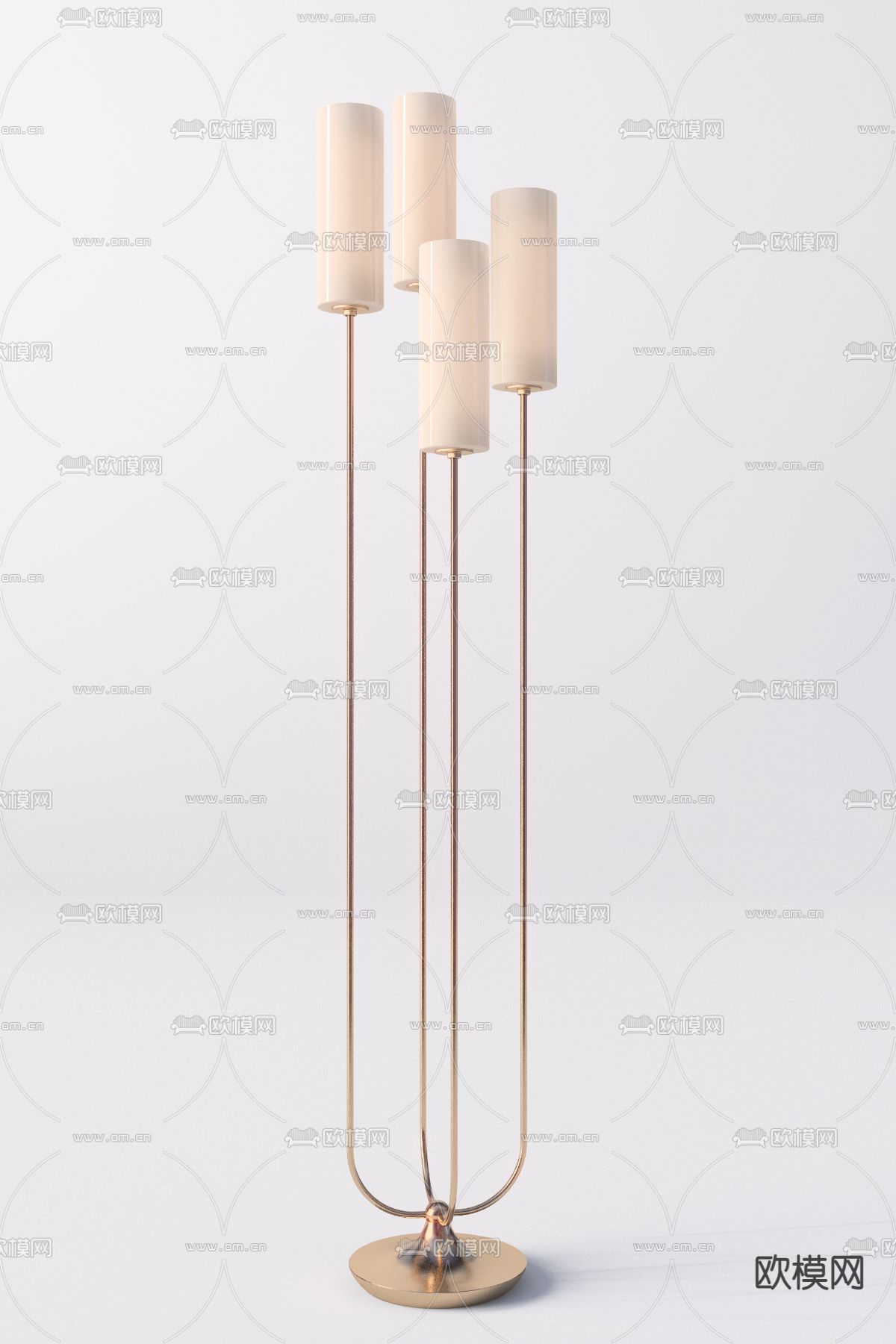 工业风金属多头落地灯3d模型下载（渲染图2）