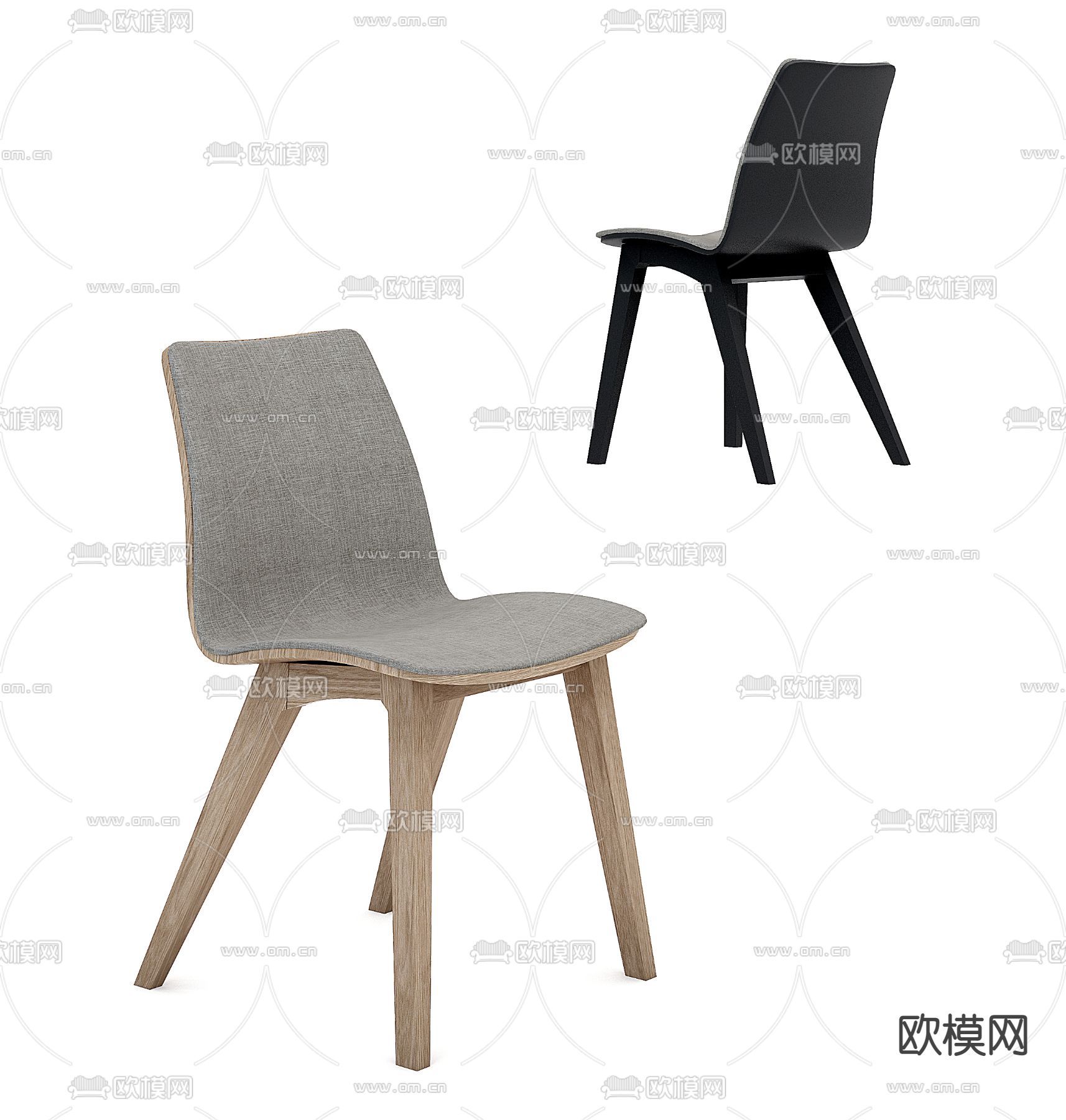 北欧原木单椅3d模型