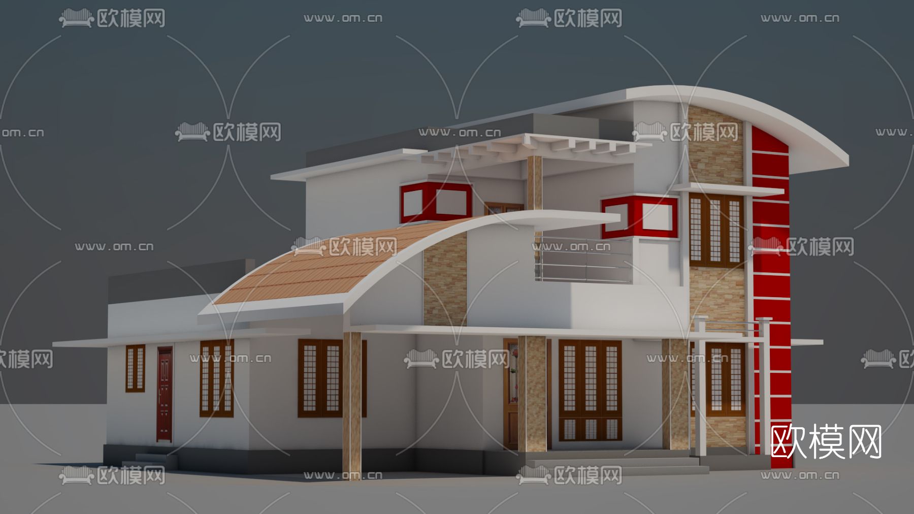 现代独栋别墅外观免费3d模型下载