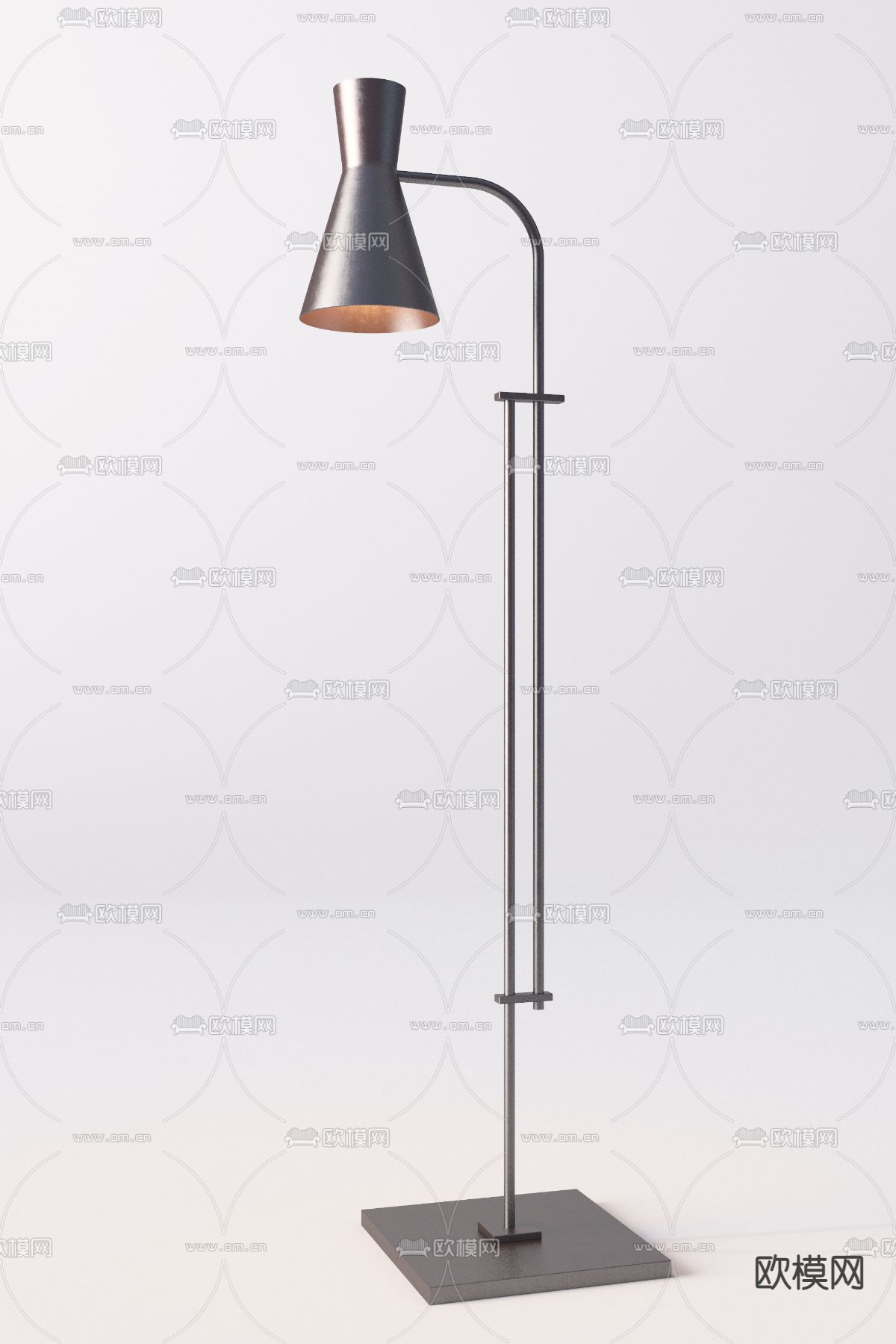 工业风金属多头落地灯3d模型下载（渲染图4）