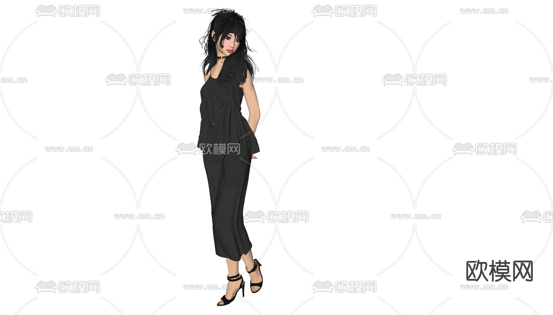 现代美女人物su模型