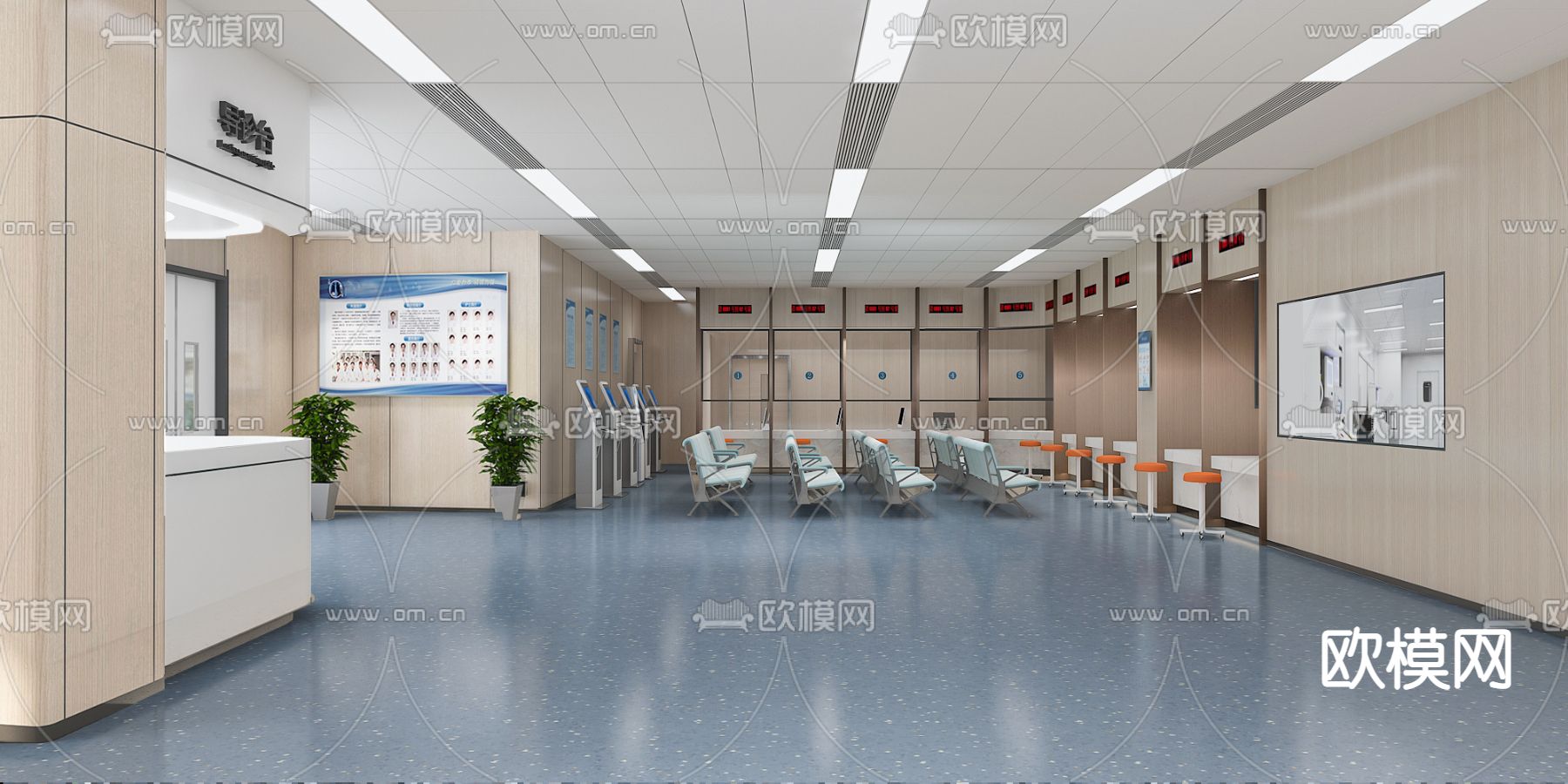 现代医院采血中心3d模型下载（渲染图1）