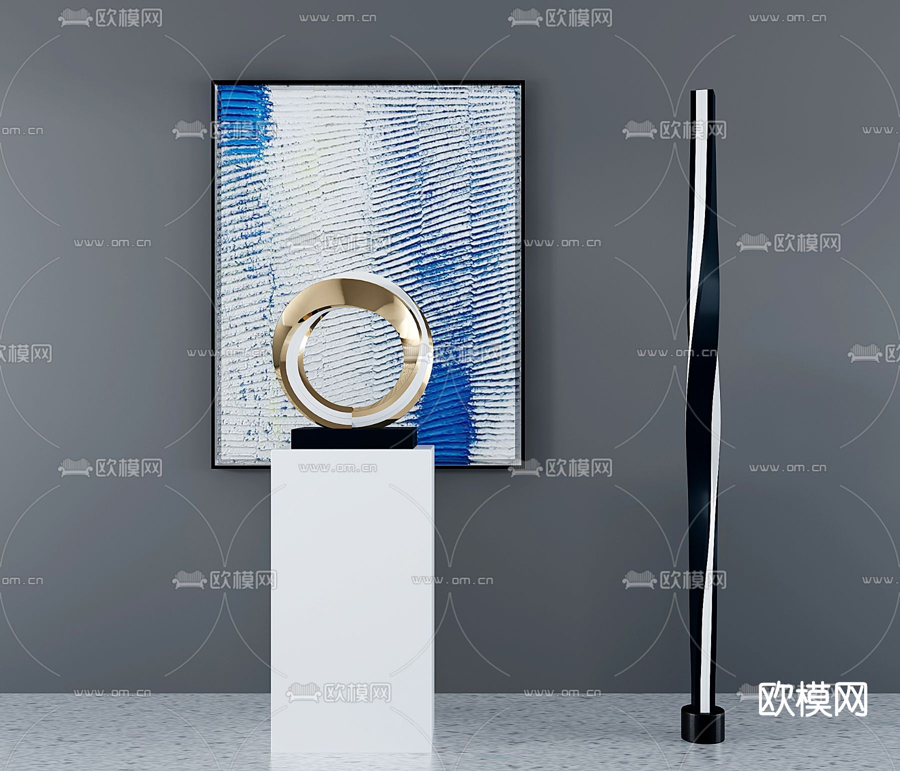 现代环形雕塑3d模型