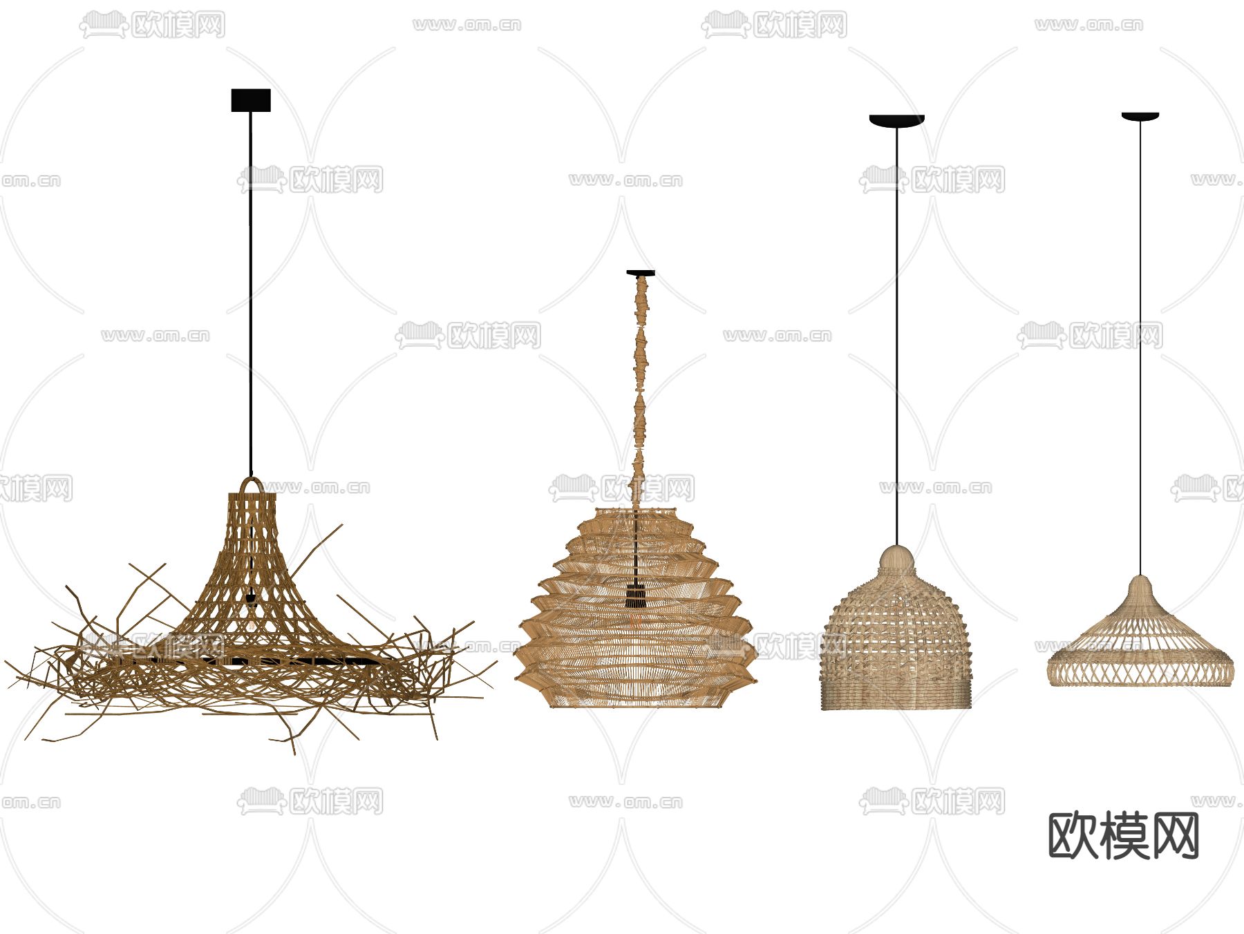 日式创意吊灯su模型下载