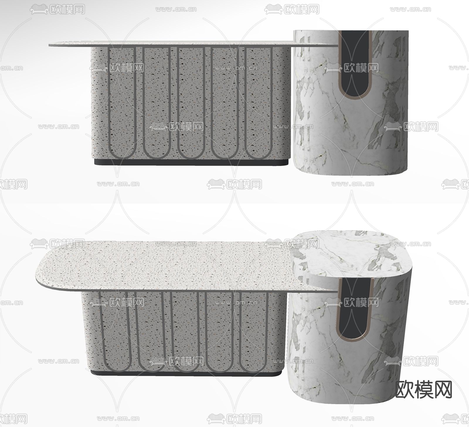 现代轻奢吧台su模型下载（渲染图2）