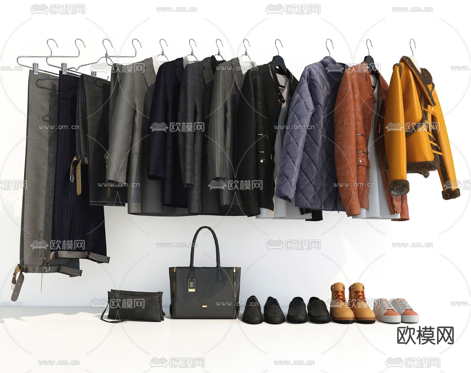 现代服装包包3d模型下载