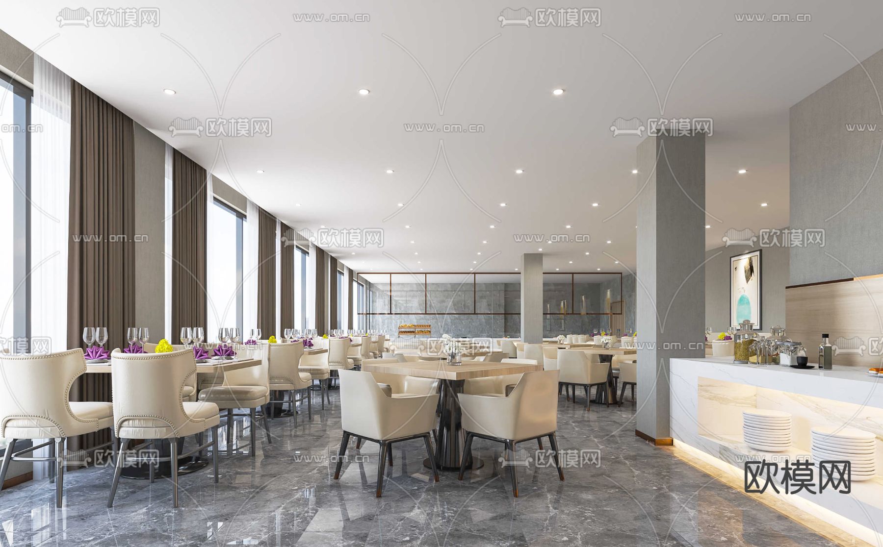 现代酒店宴会厅免费3d模型下载（渲染图2）