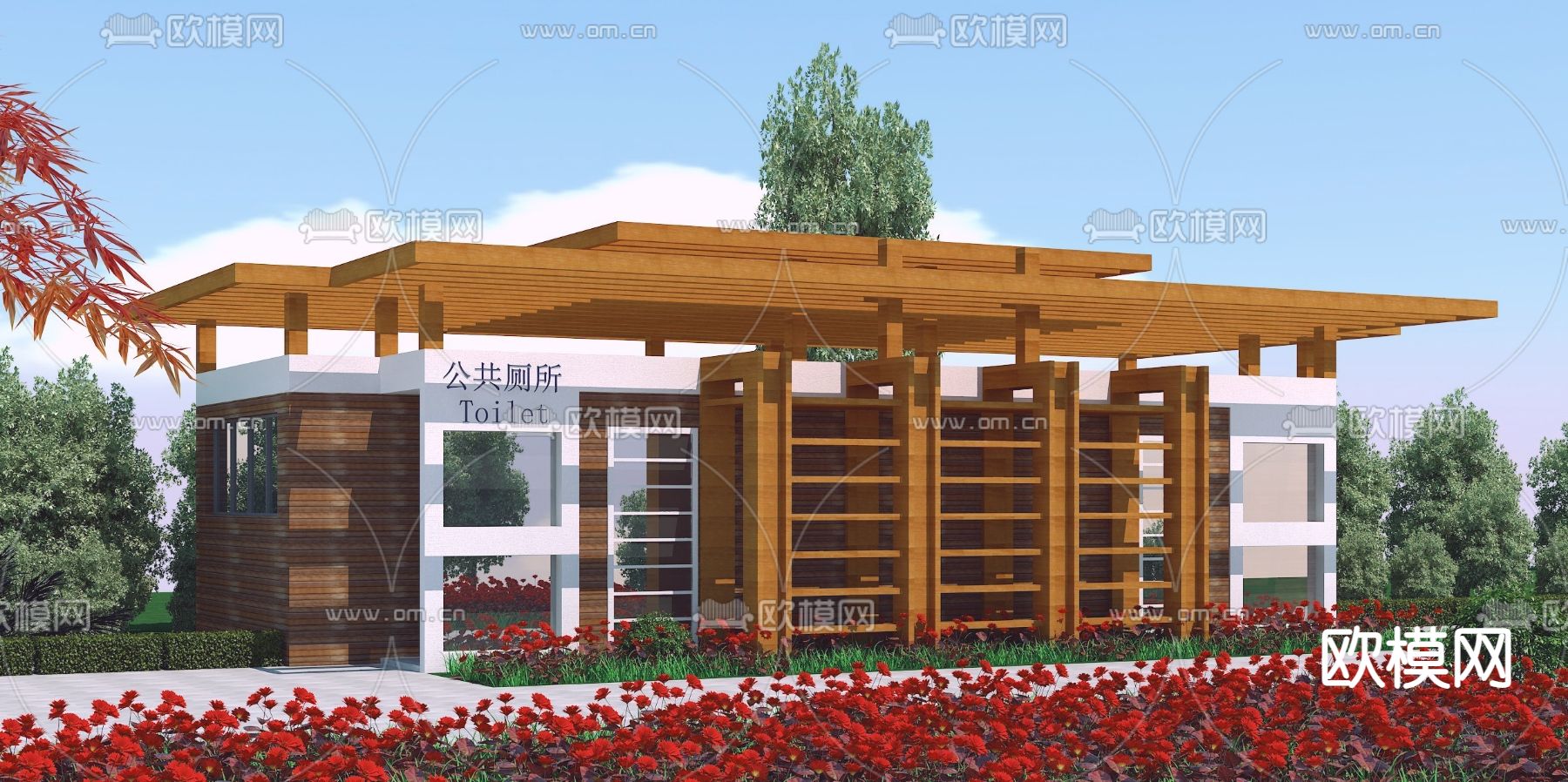 现代户外公共厕所3d模型