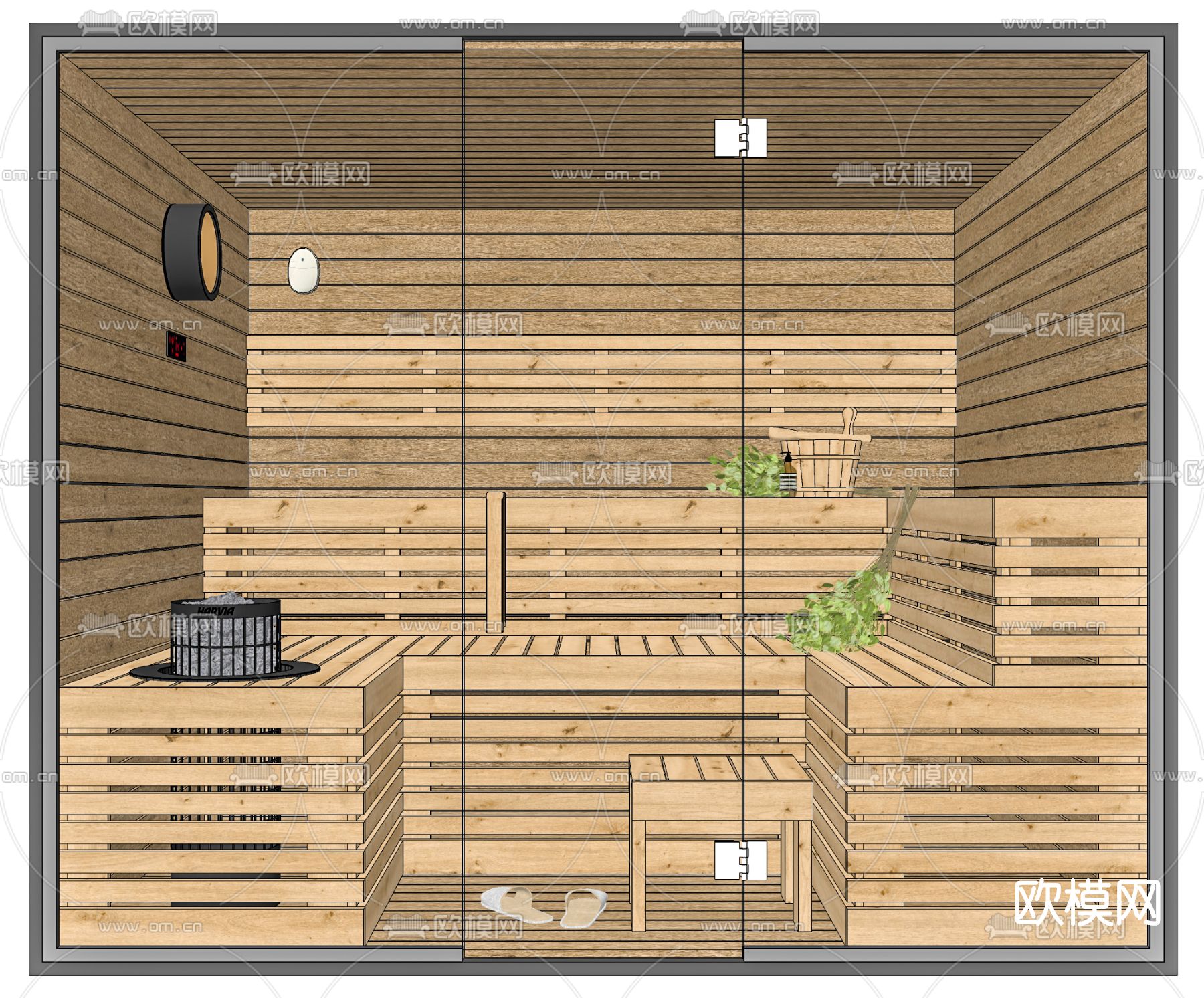 现代桑拿房su模型下载