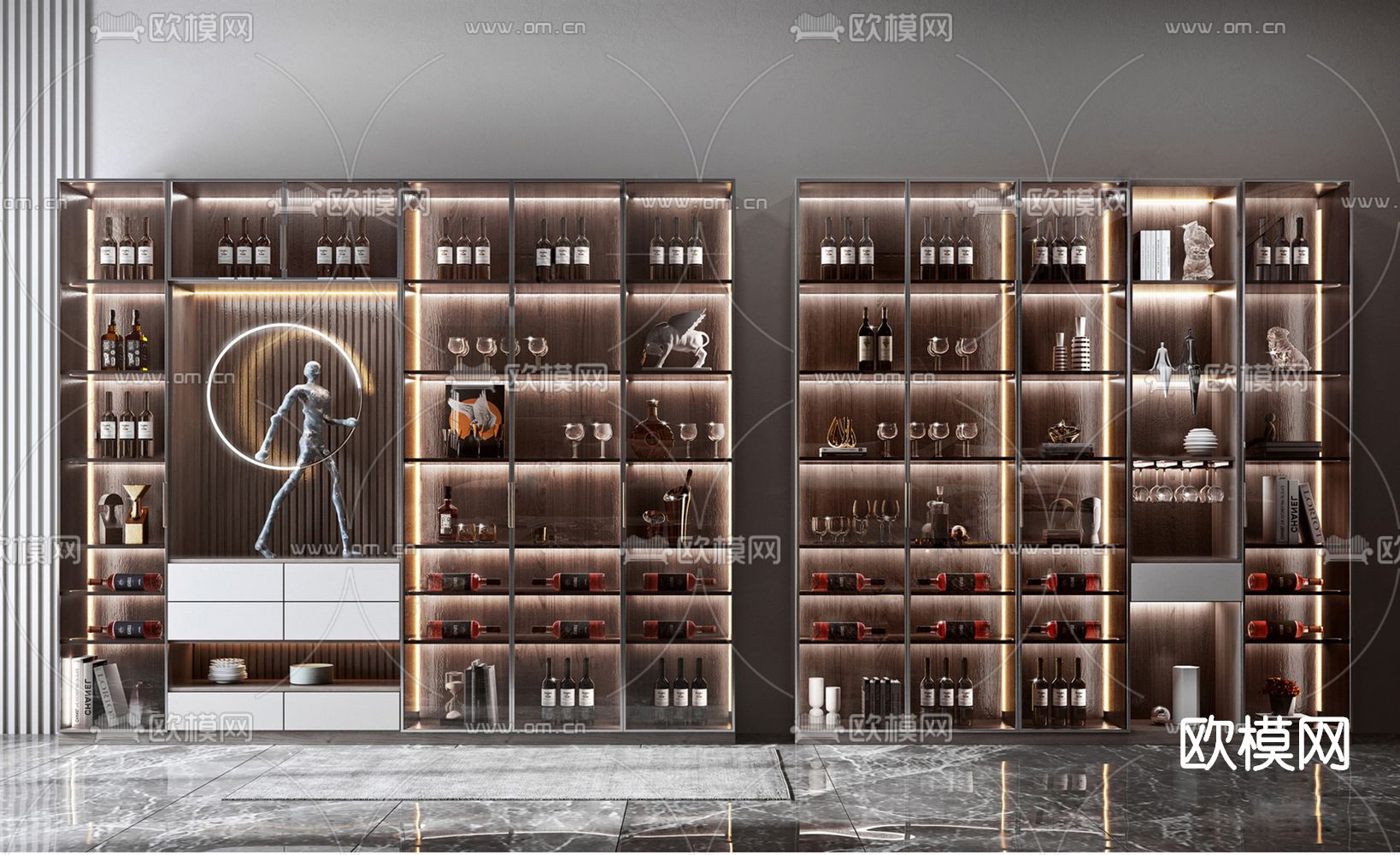 现代轻奢酒柜su模型