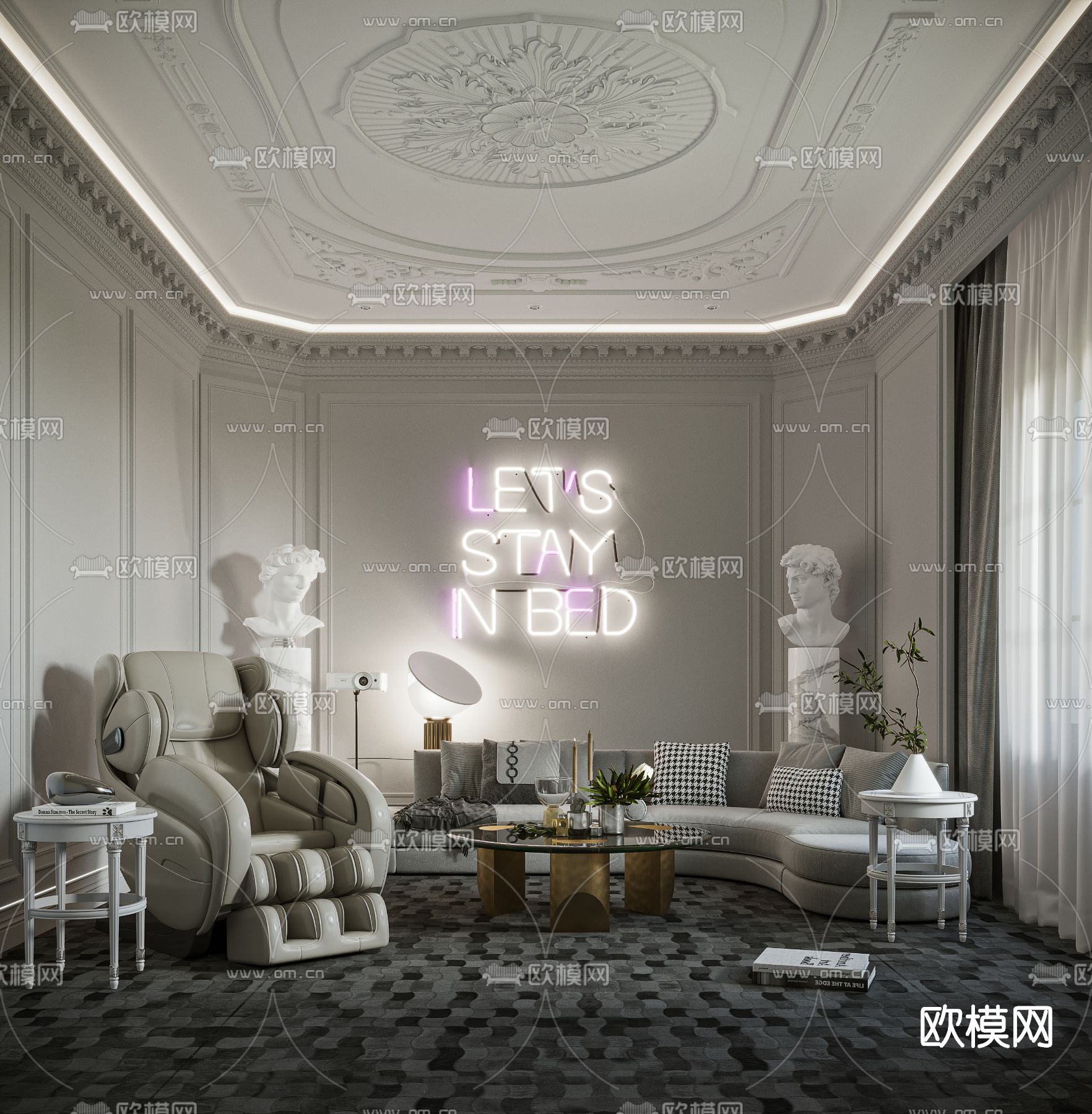 欧式休息娱乐室3d模型下载