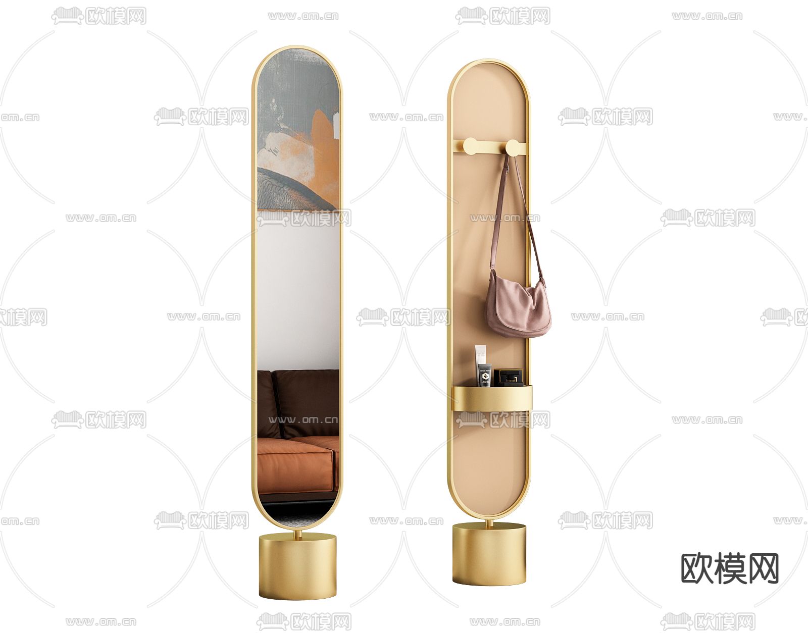 北欧全身落地镜3d模型下载（渲染图2）