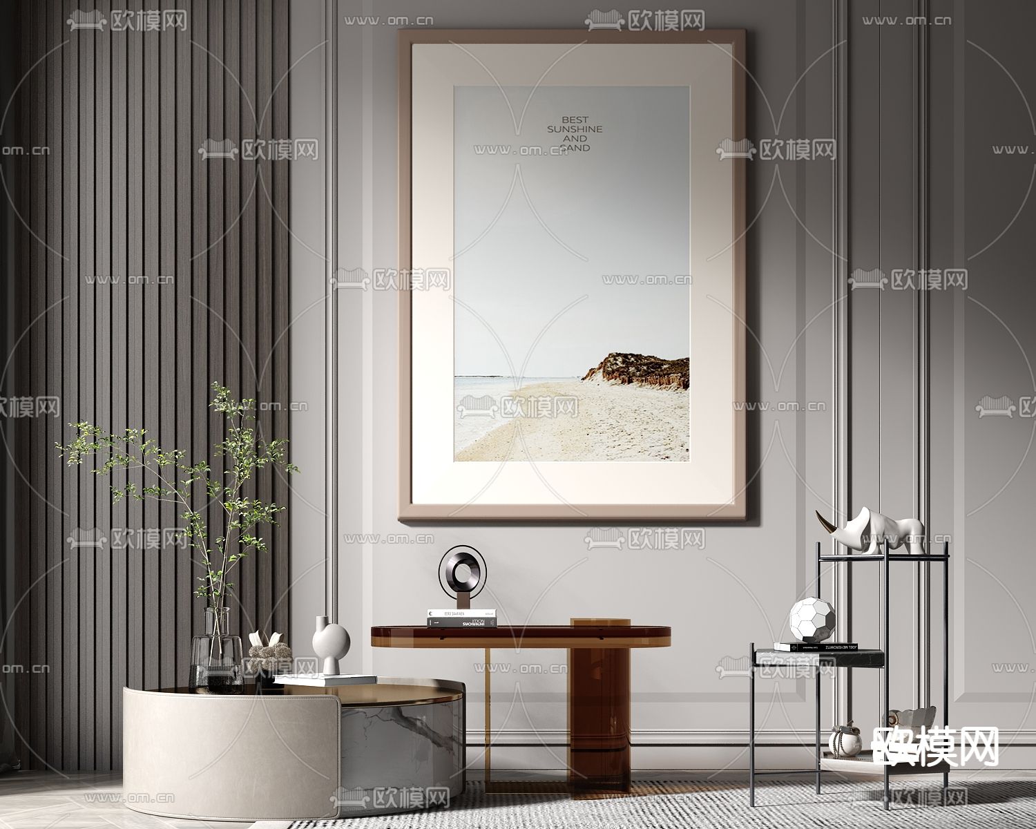 现代轻奢子母茶几3d模型下载