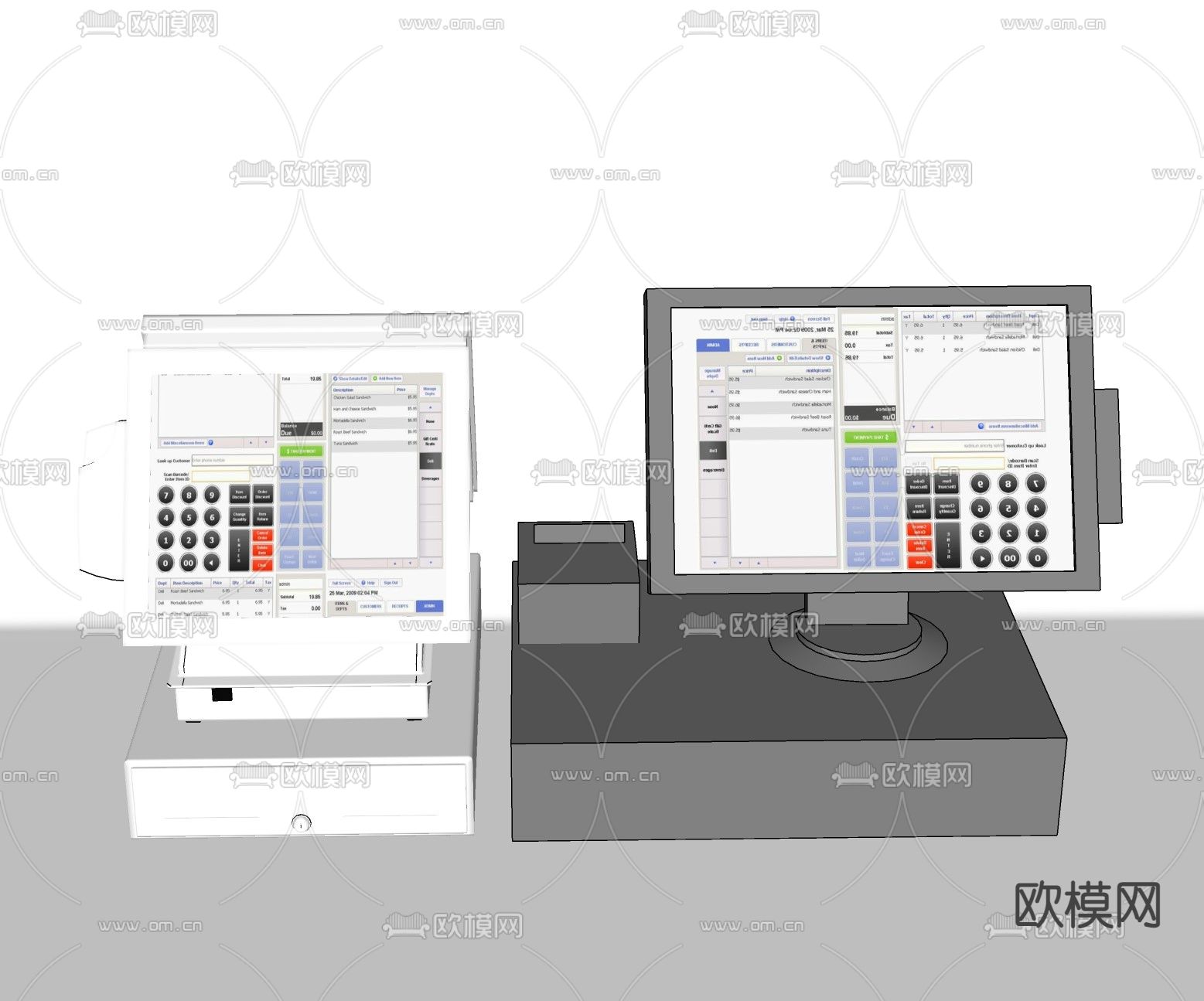 现代收银机su模型下载（渲染图2）
