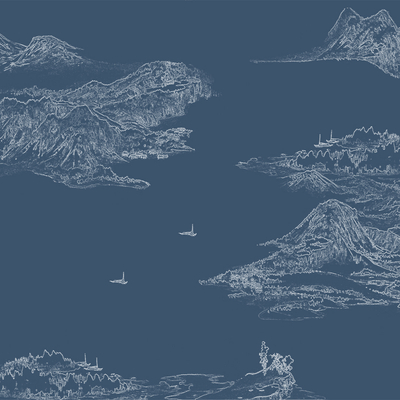  新中式线条山水壁纸 