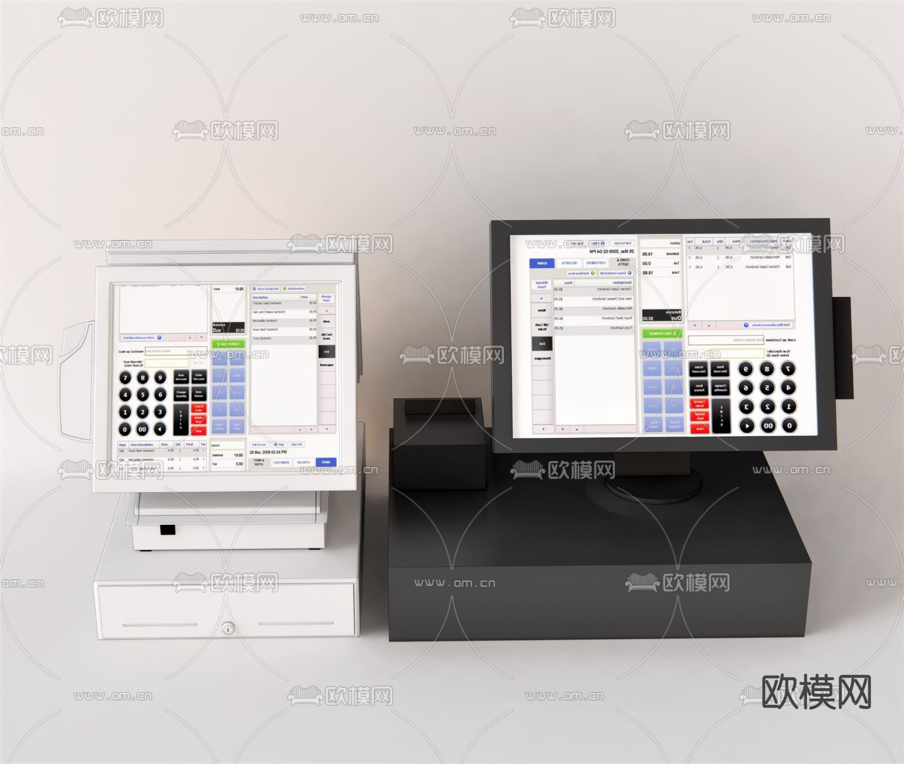 现代收银机su模型下载（渲染图1）