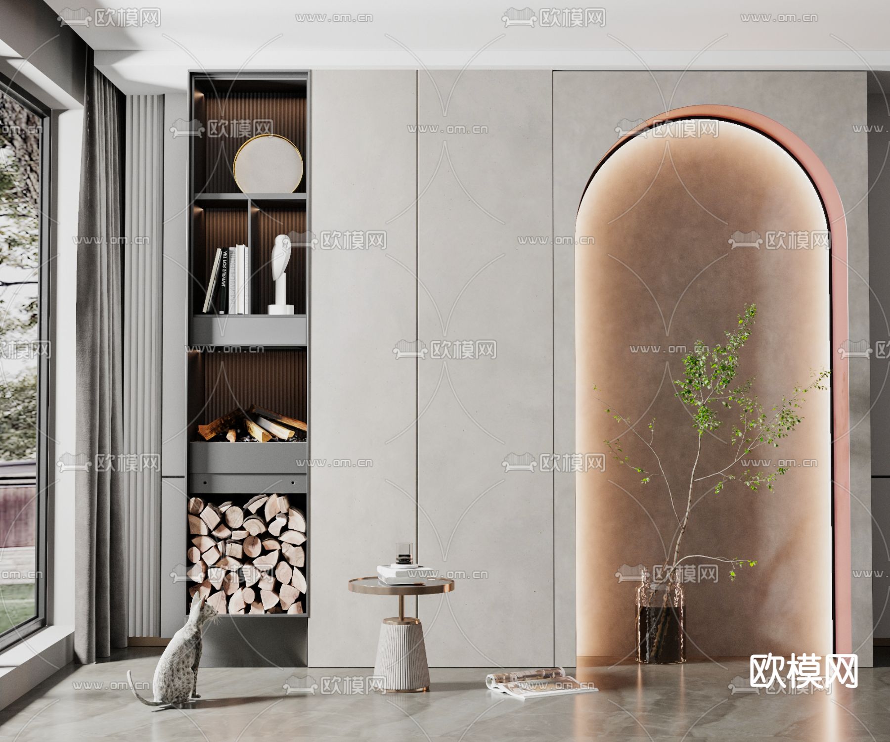 现代玄关背景墙装饰柜3d模型